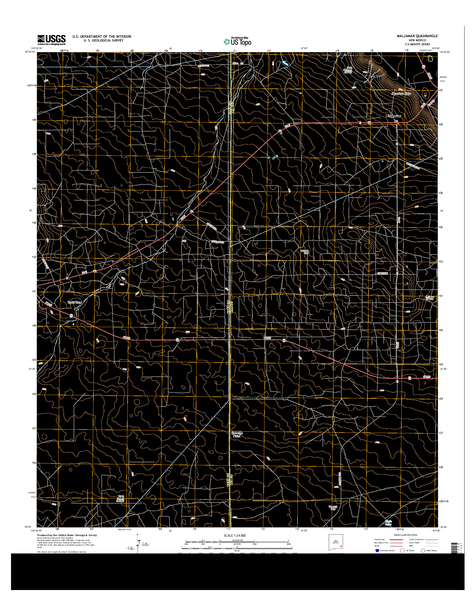 USGS US TOPO 7.5-MINUTE MAP FOR MALJAMAR, NM 2013