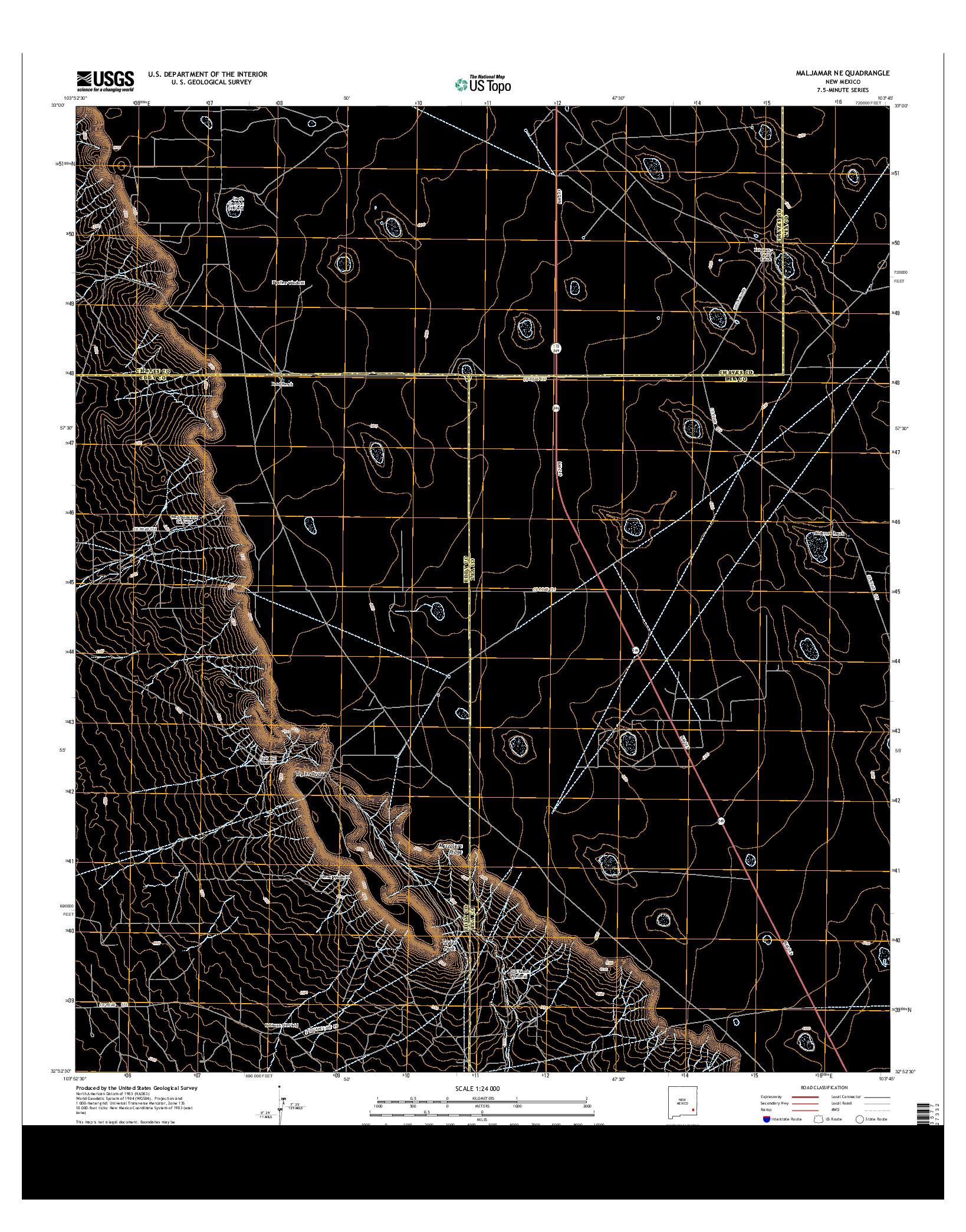 USGS US TOPO 7.5-MINUTE MAP FOR MALJAMAR NE, NM 2013