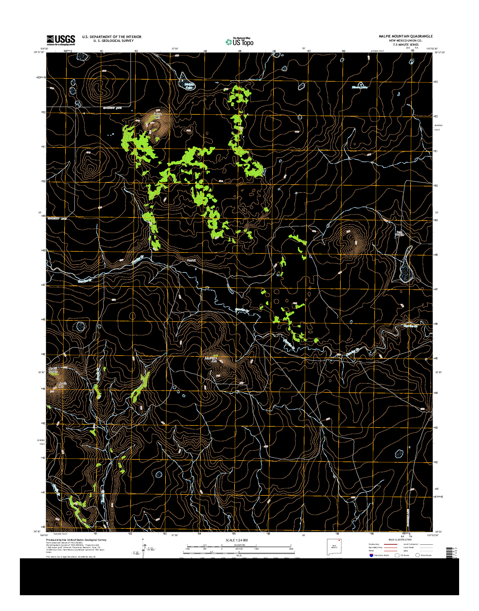 USGS US TOPO 7.5-MINUTE MAP FOR MALPIE MOUNTAIN, NM 2013