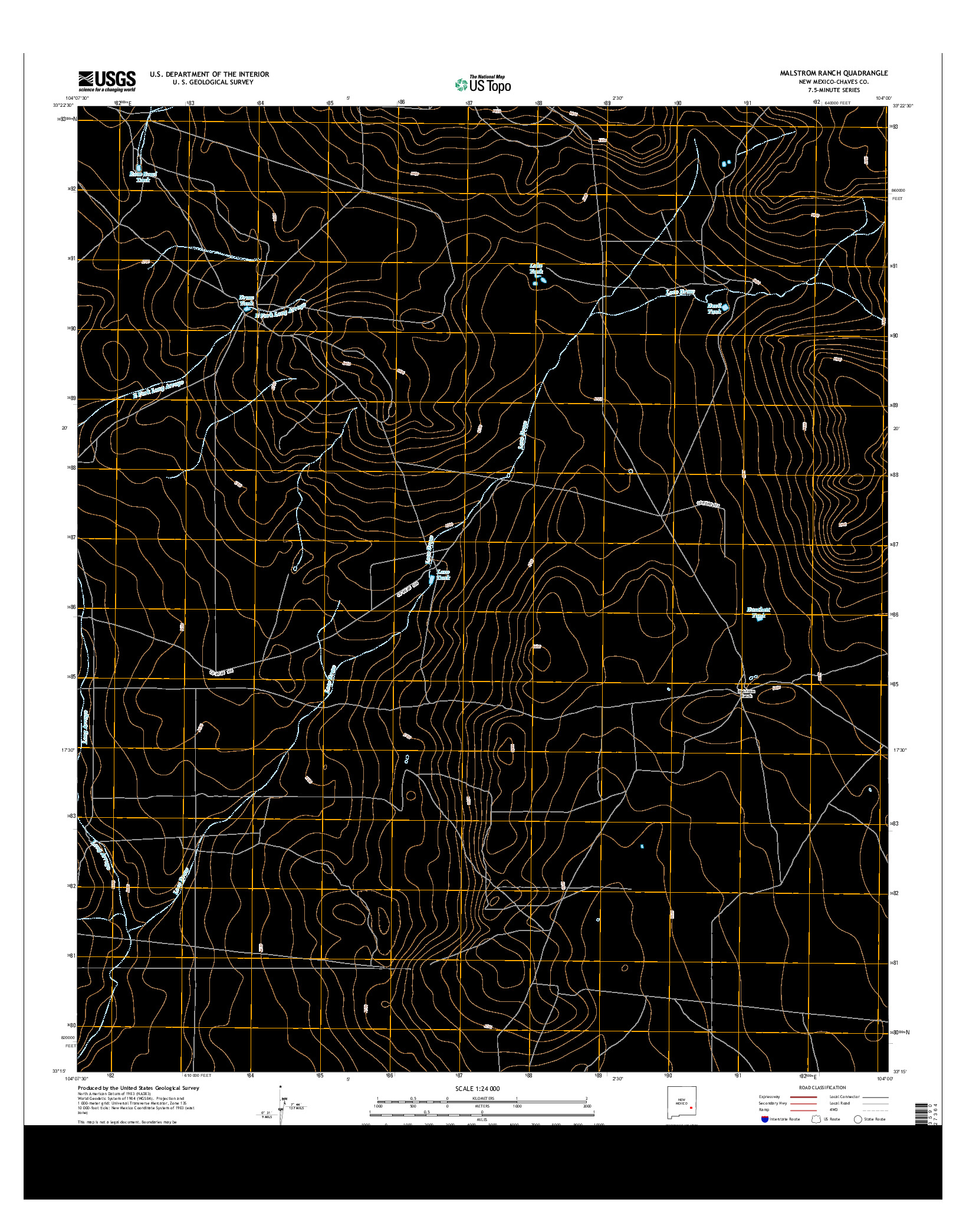 USGS US TOPO 7.5-MINUTE MAP FOR MALSTROM RANCH, NM 2013