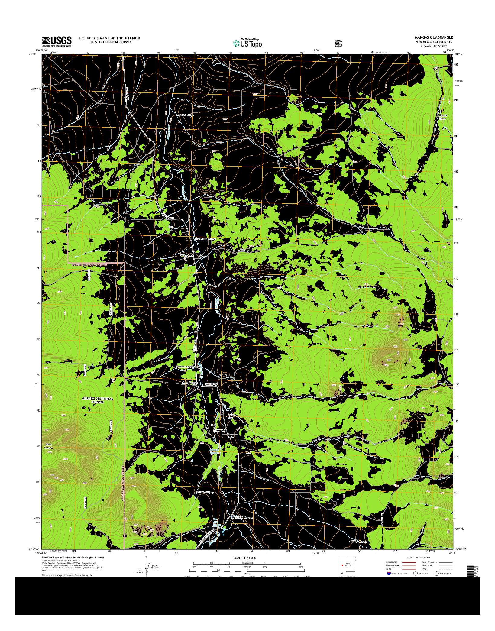 USGS US TOPO 7.5-MINUTE MAP FOR MANGAS, NM 2013