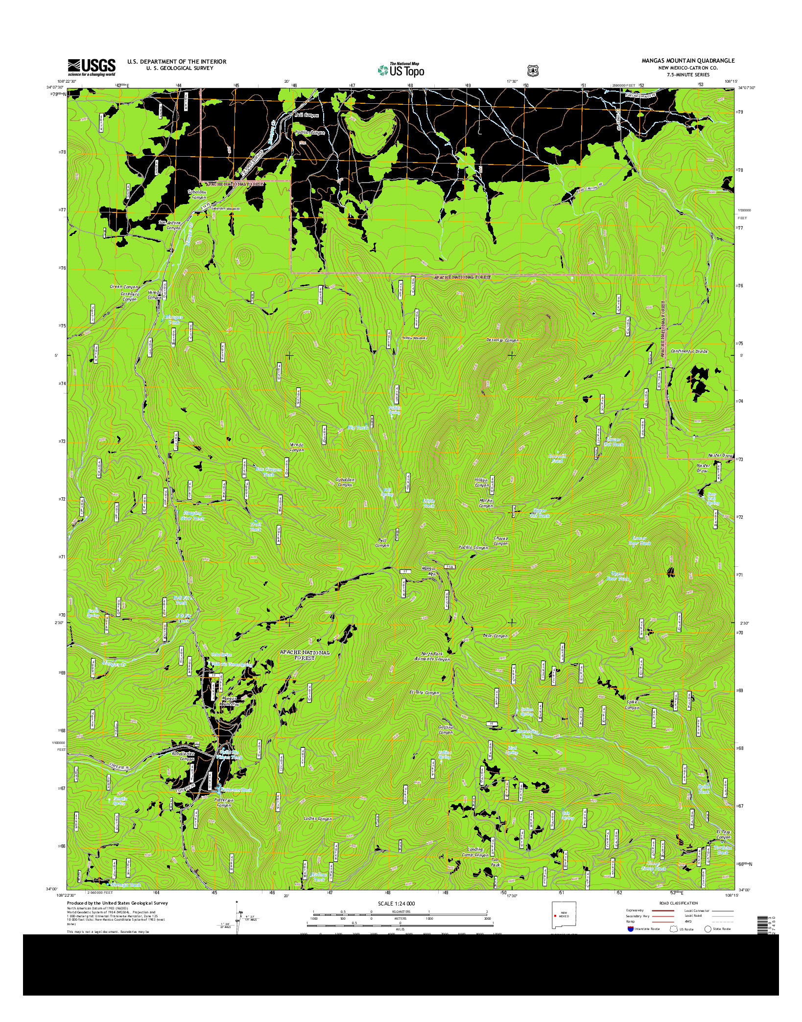 USGS US TOPO 7.5-MINUTE MAP FOR MANGAS MOUNTAIN, NM 2013