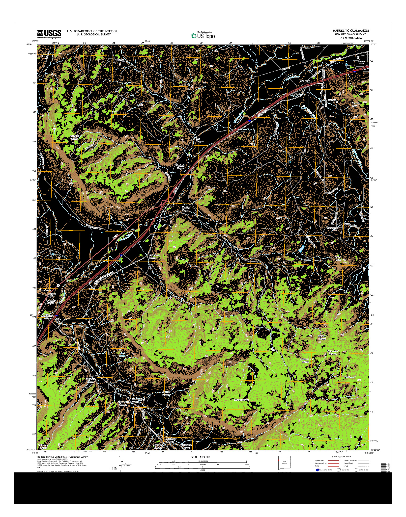 USGS US TOPO 7.5-MINUTE MAP FOR MANUELITO, NM 2013