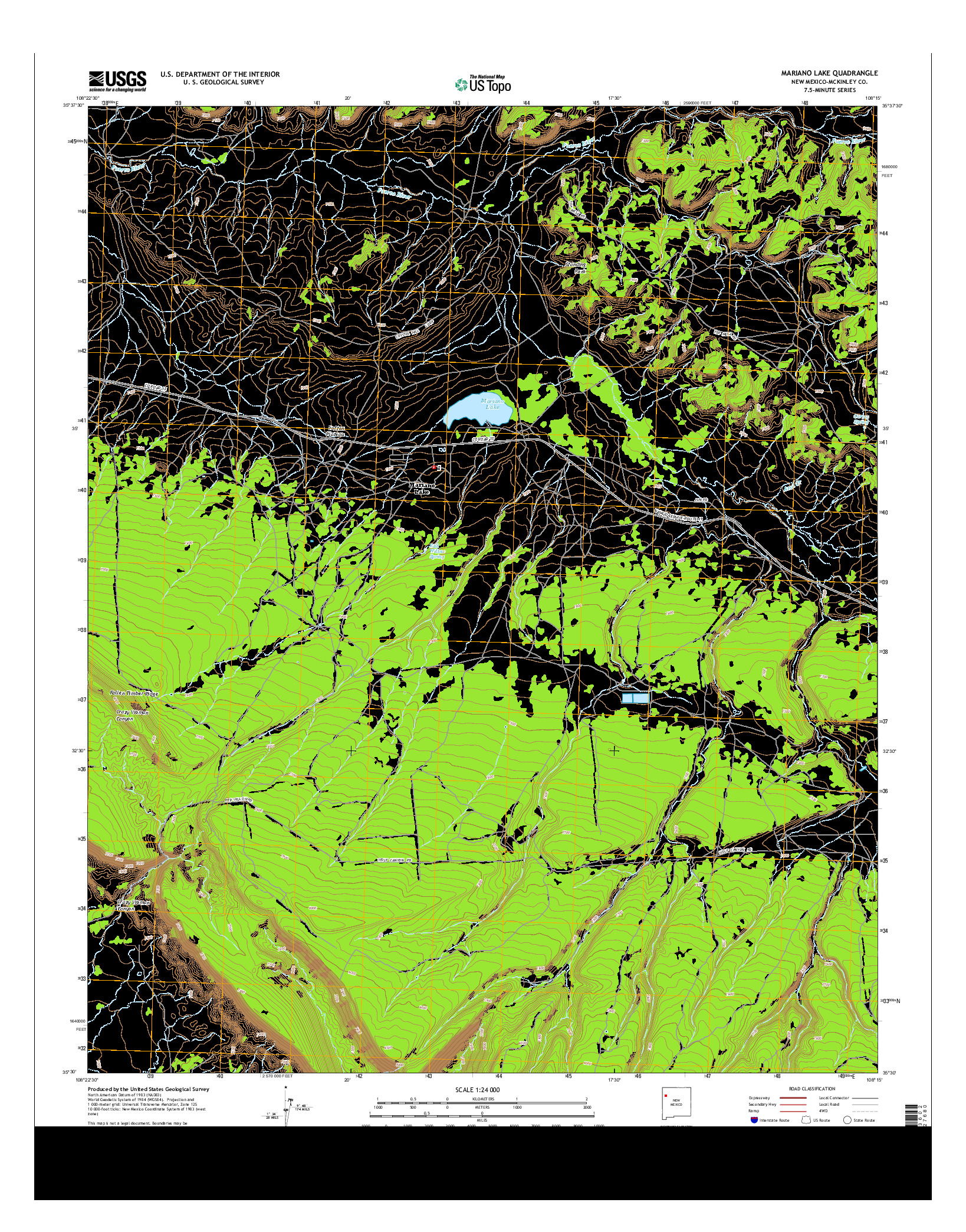 USGS US TOPO 7.5-MINUTE MAP FOR MARIANO LAKE, NM 2013