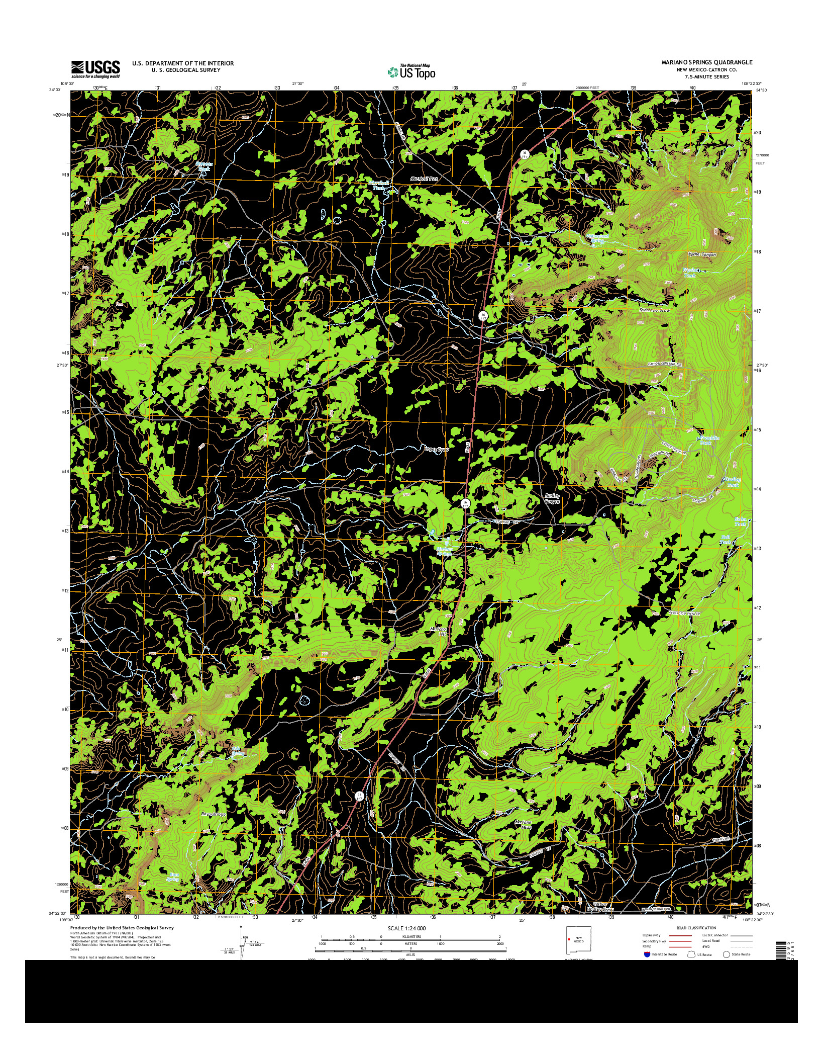 USGS US TOPO 7.5-MINUTE MAP FOR MARIANO SPRINGS, NM 2013