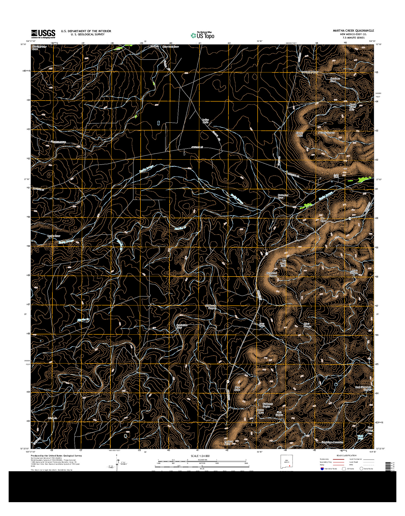 USGS US TOPO 7.5-MINUTE MAP FOR MARTHA CREEK, NM 2013