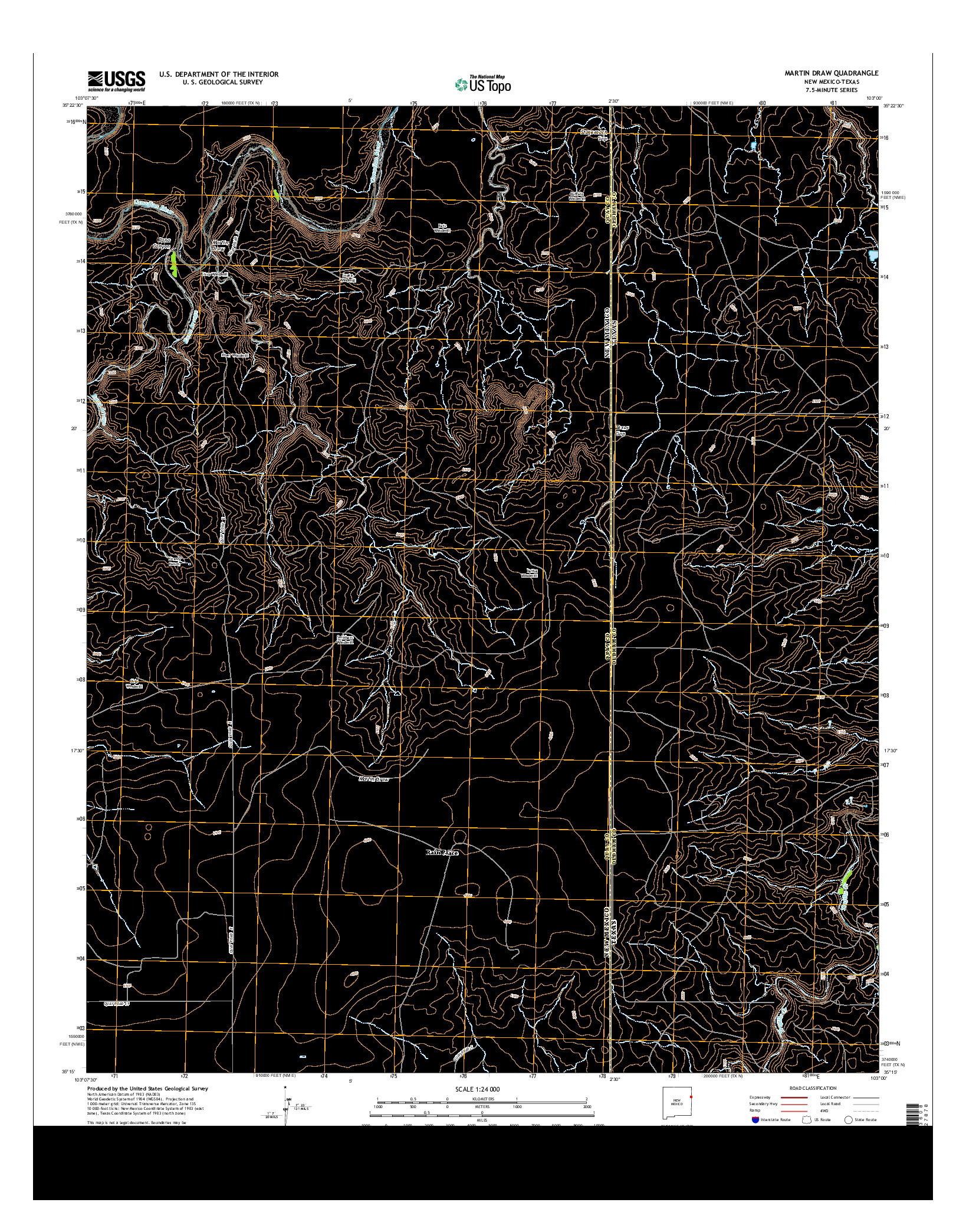 USGS US TOPO 7.5-MINUTE MAP FOR MARTIN DRAW, NM-TX 2013