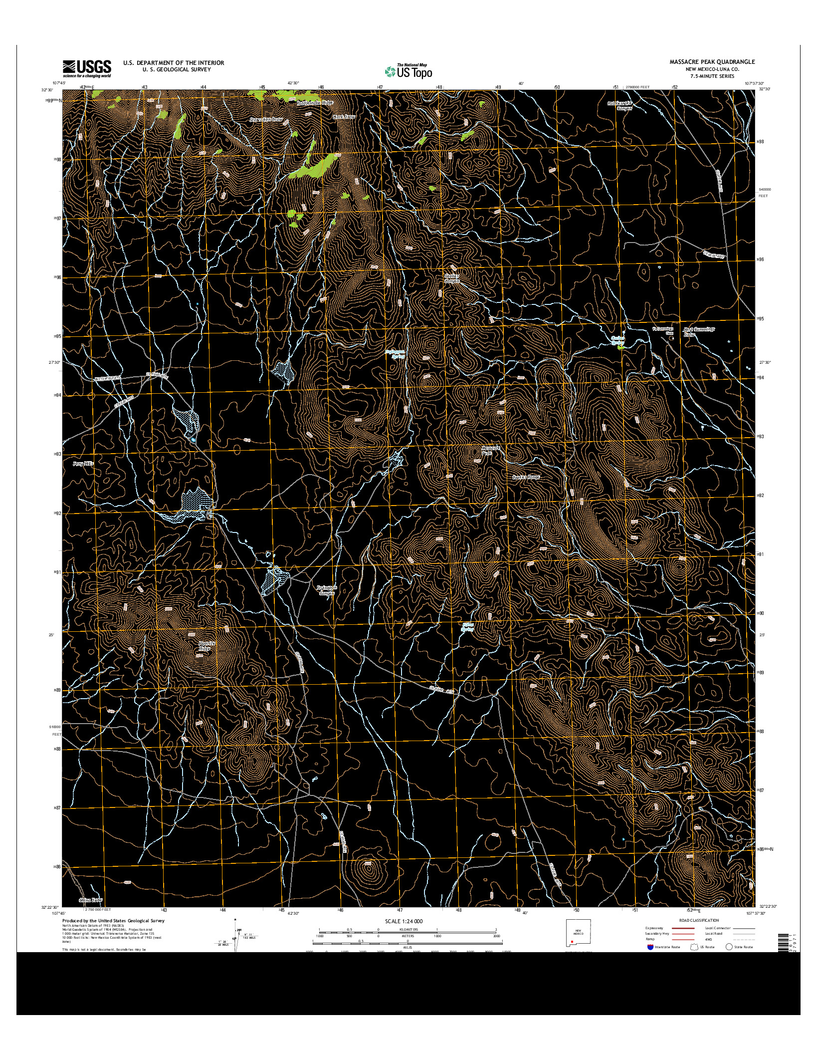 USGS US TOPO 7.5-MINUTE MAP FOR MASSACRE PEAK, NM 2013