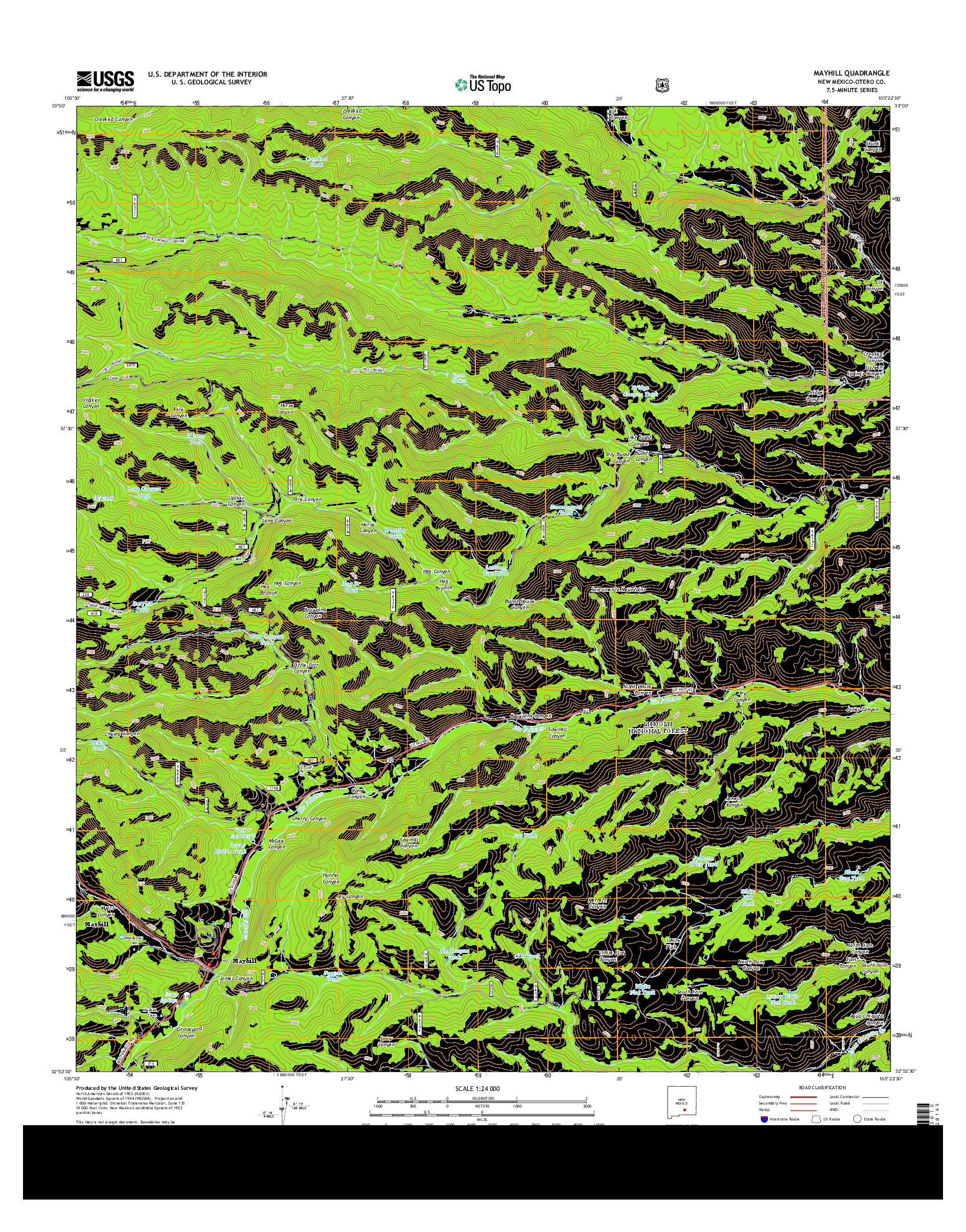 USGS US TOPO 7.5-MINUTE MAP FOR MAYHILL, NM 2013