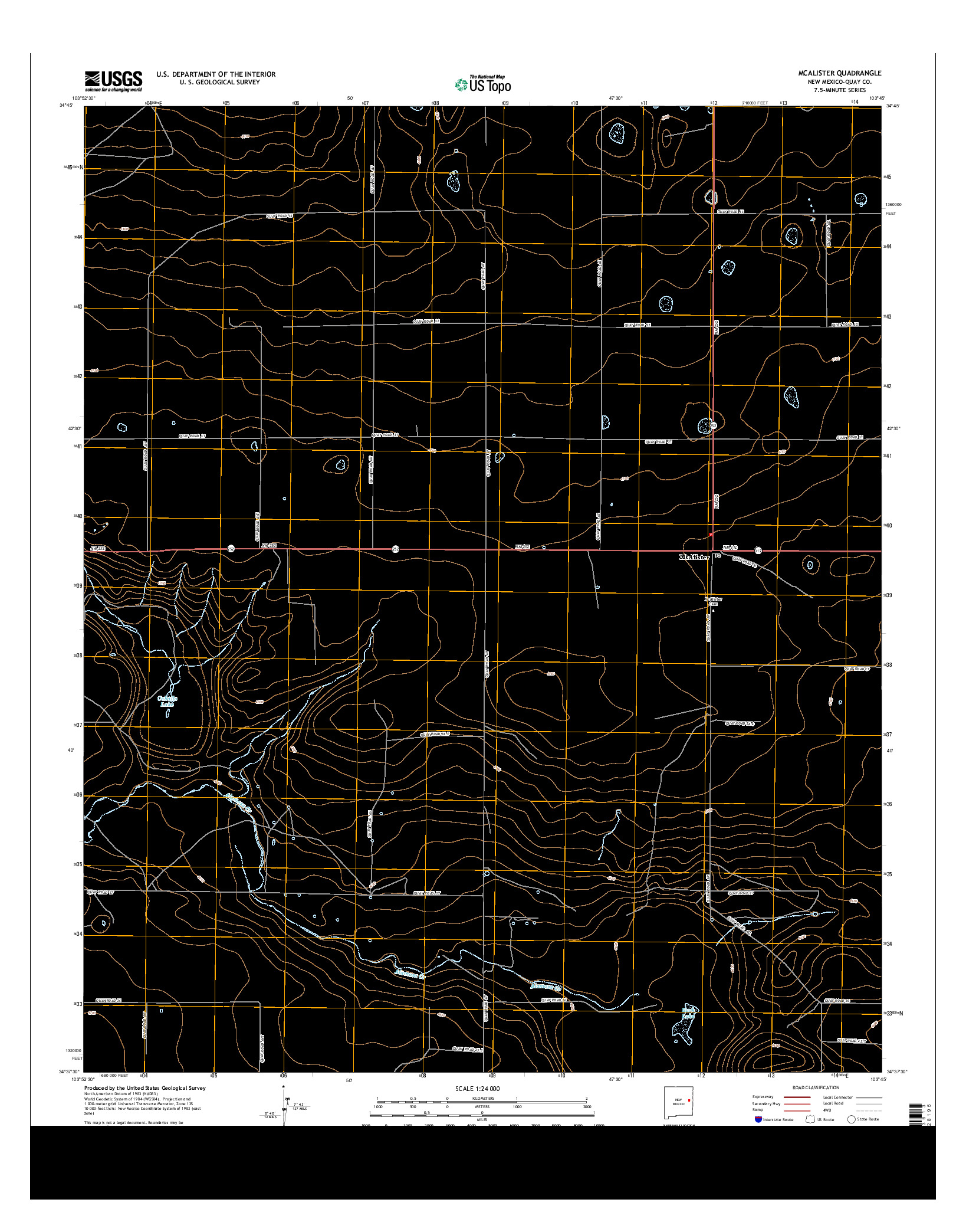 USGS US TOPO 7.5-MINUTE MAP FOR MCALISTER, NM 2013