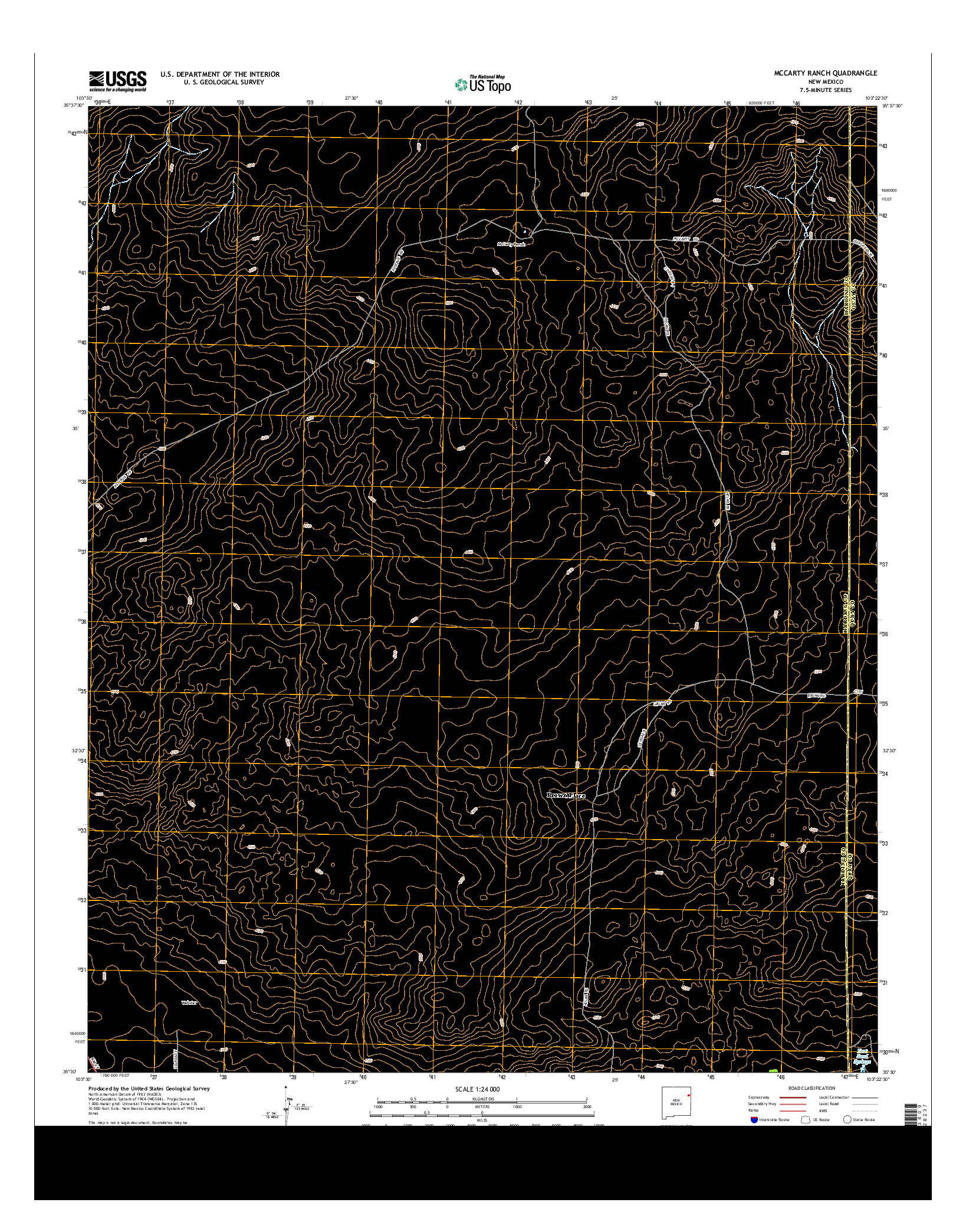 USGS US TOPO 7.5-MINUTE MAP FOR MCCARTY RANCH, NM 2013