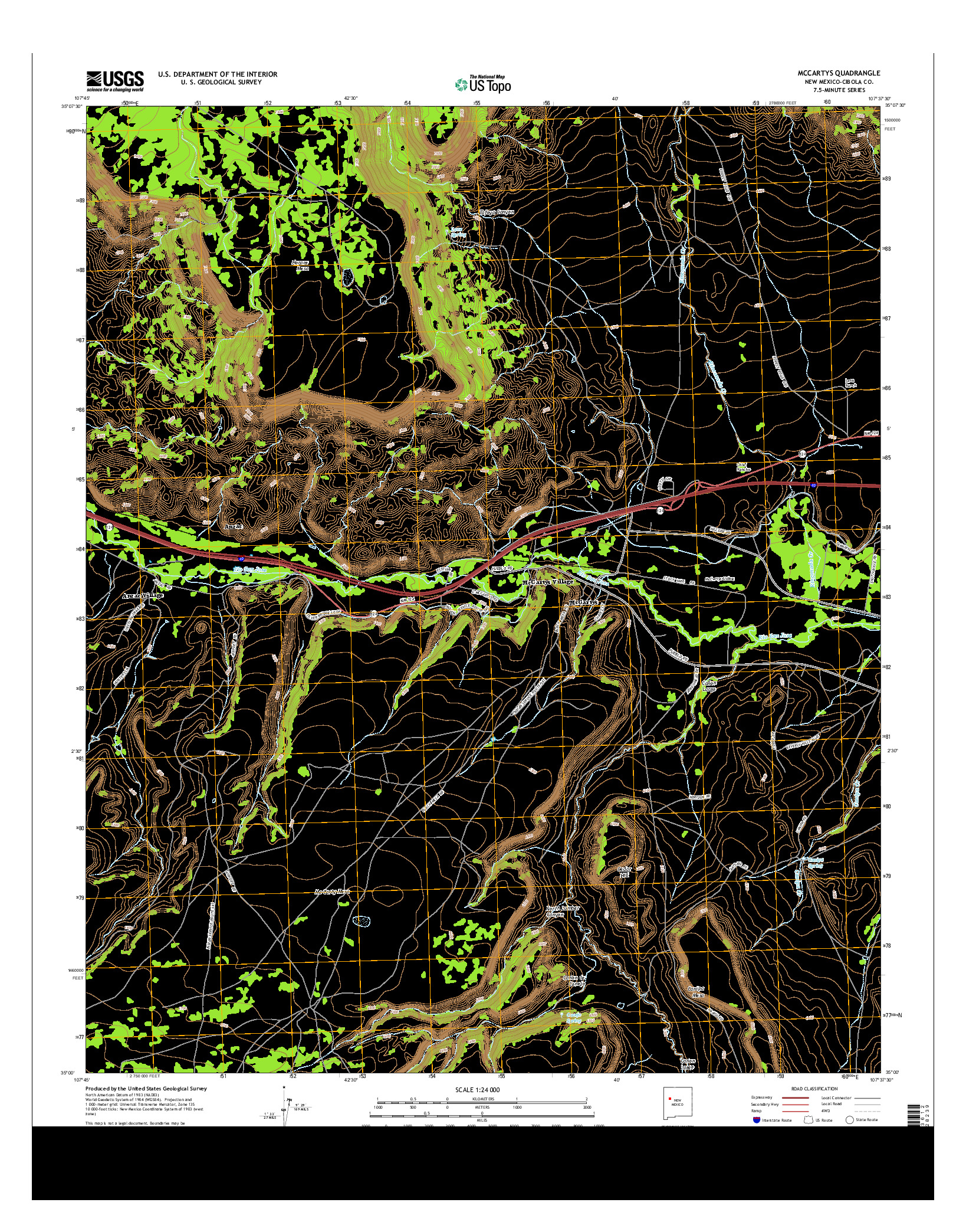 USGS US TOPO 7.5-MINUTE MAP FOR MCCARTYS, NM 2013