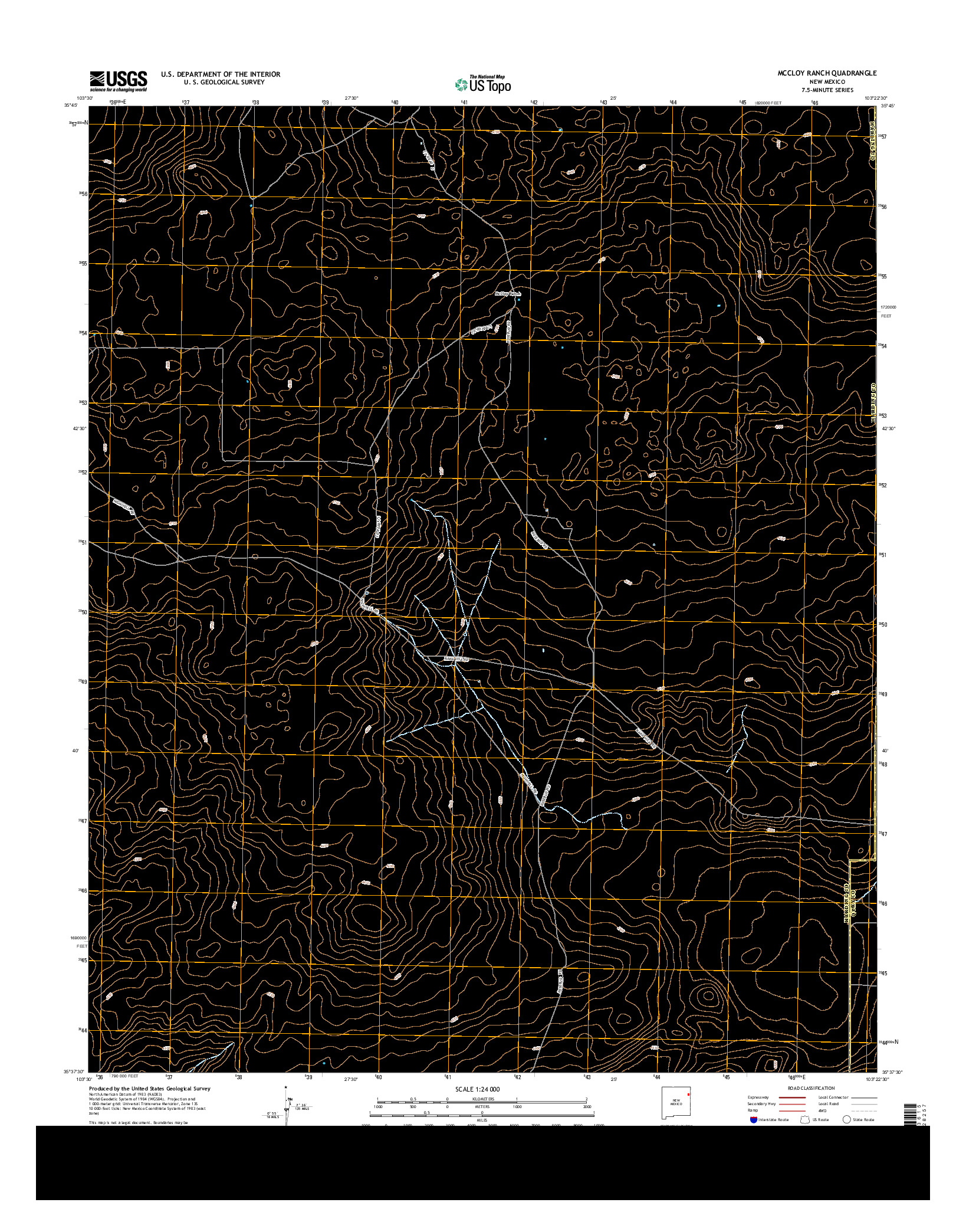 USGS US TOPO 7.5-MINUTE MAP FOR MCCLOY RANCH, NM 2013