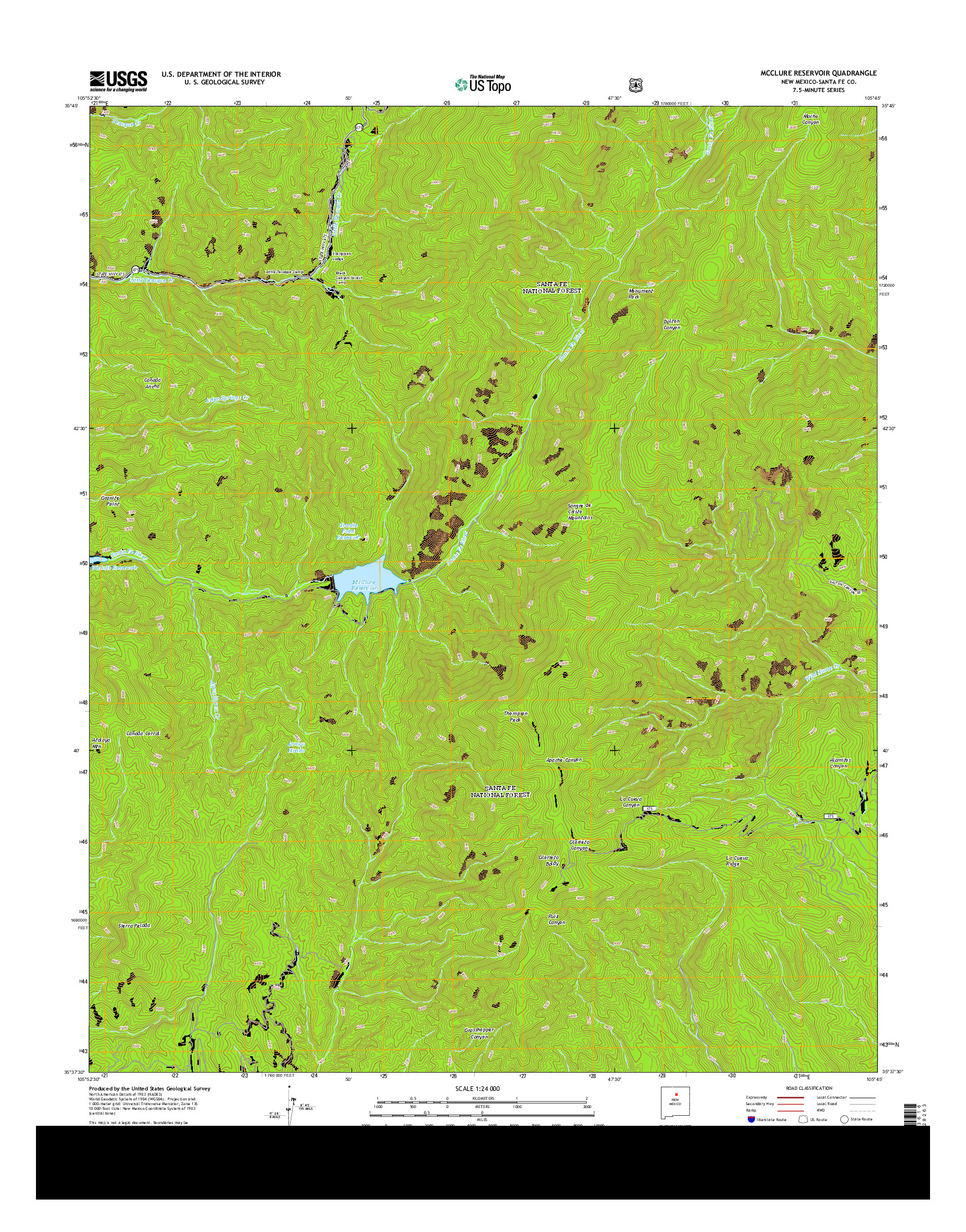 USGS US TOPO 7.5-MINUTE MAP FOR MCCLURE RESERVOIR, NM 2013
