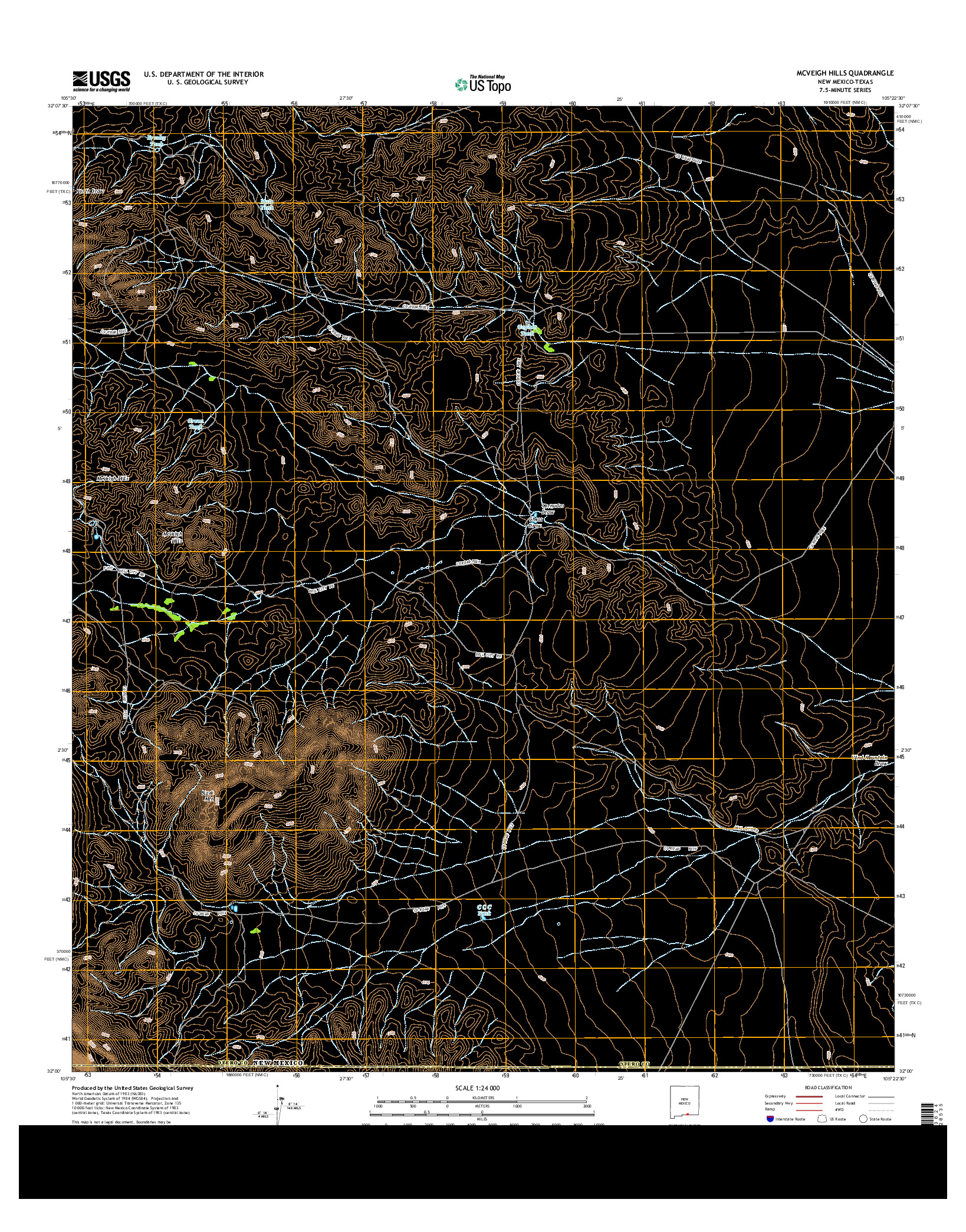 USGS US TOPO 7.5-MINUTE MAP FOR MCVEIGH HILLS, NM-TX 2013
