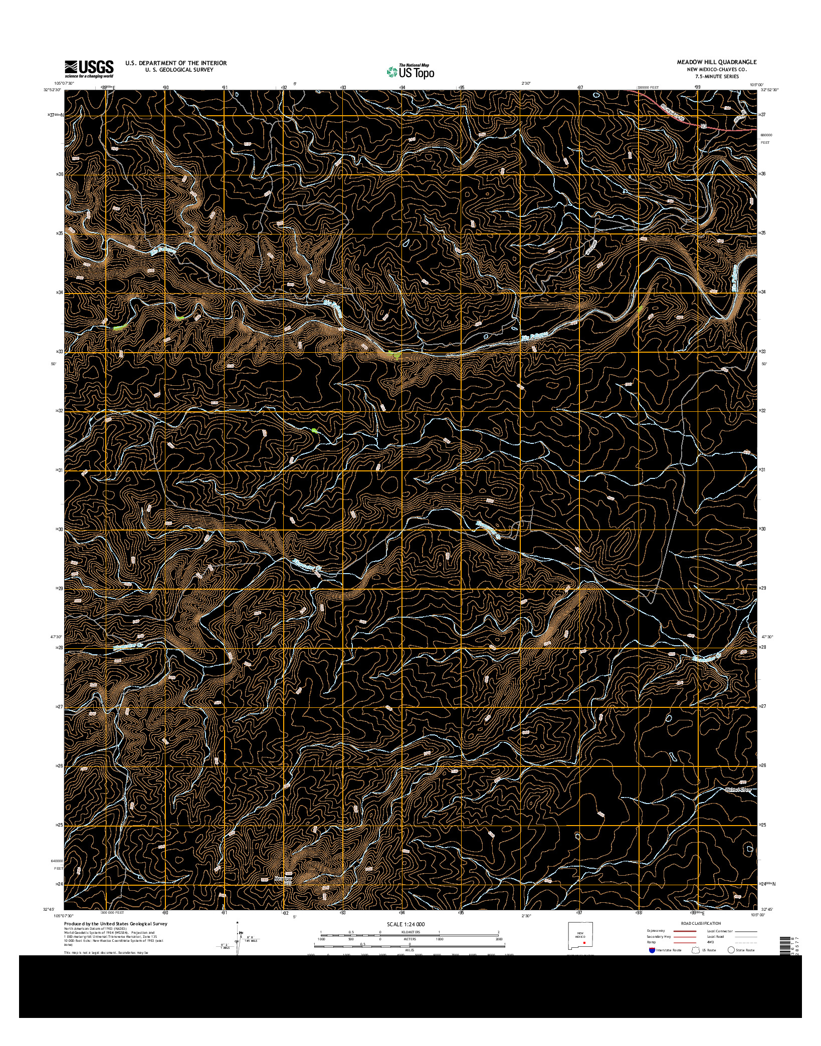 USGS US TOPO 7.5-MINUTE MAP FOR MEADOW HILL, NM 2013