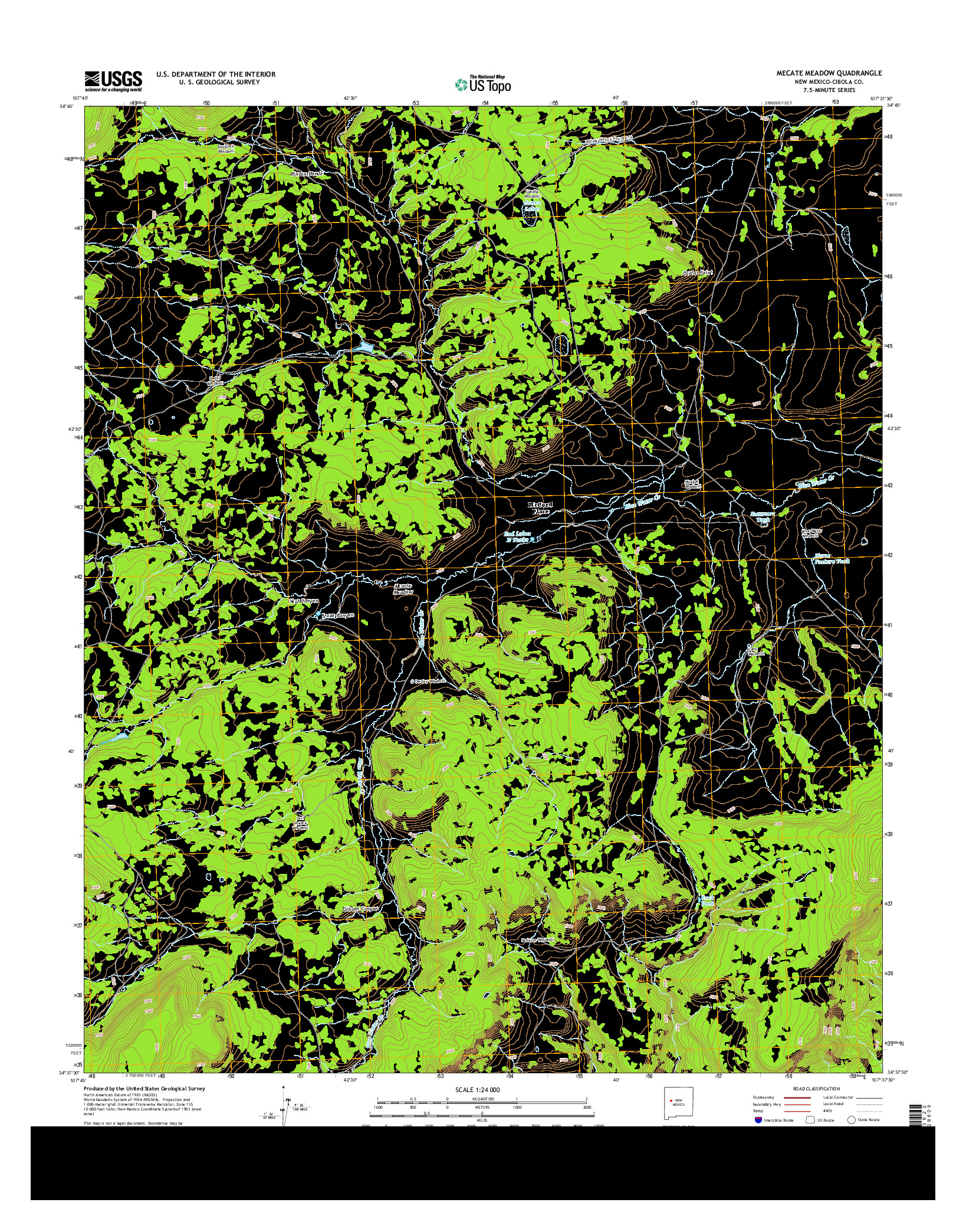 USGS US TOPO 7.5-MINUTE MAP FOR MECATE MEADOW, NM 2013