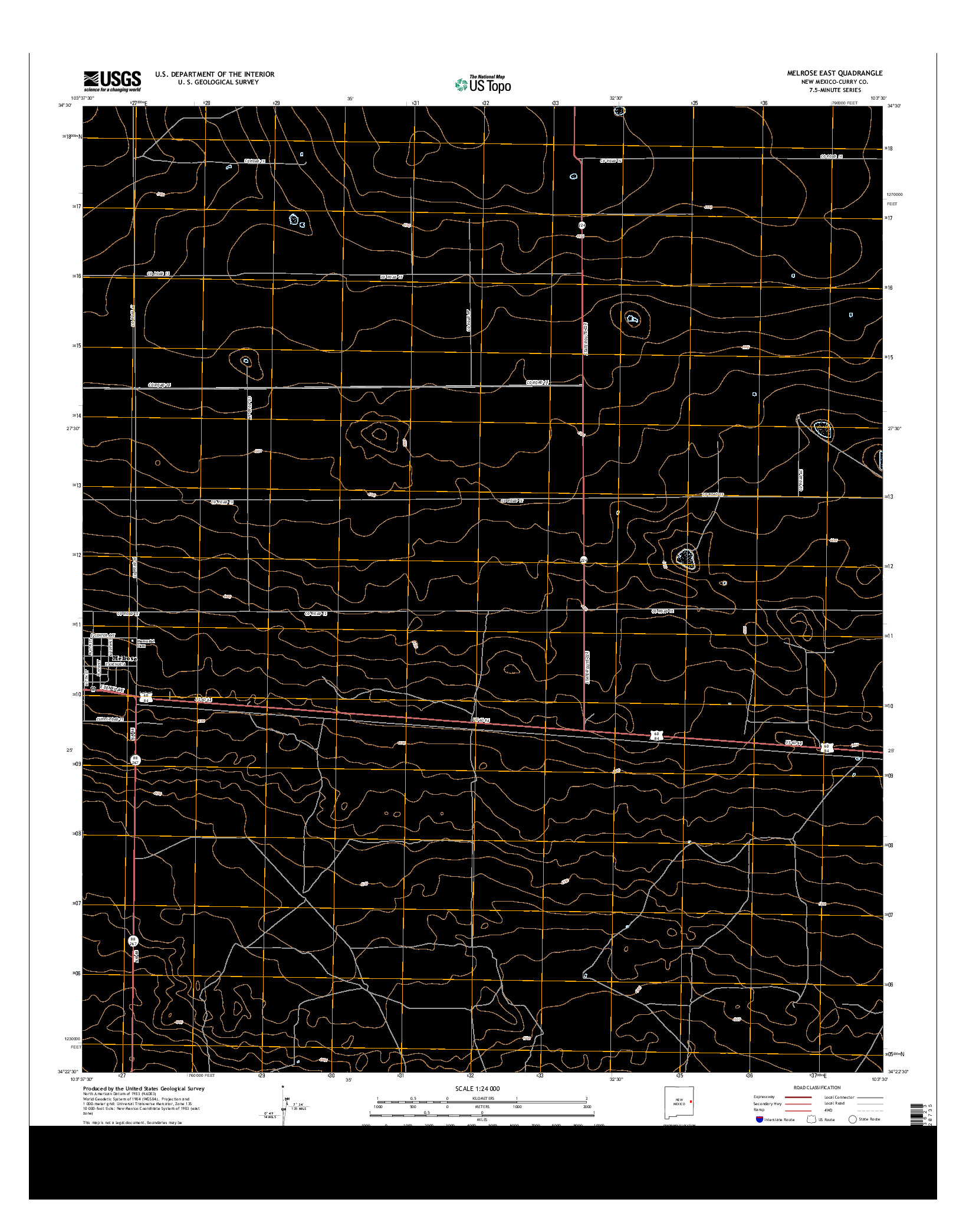 USGS US TOPO 7.5-MINUTE MAP FOR MELROSE EAST, NM 2013