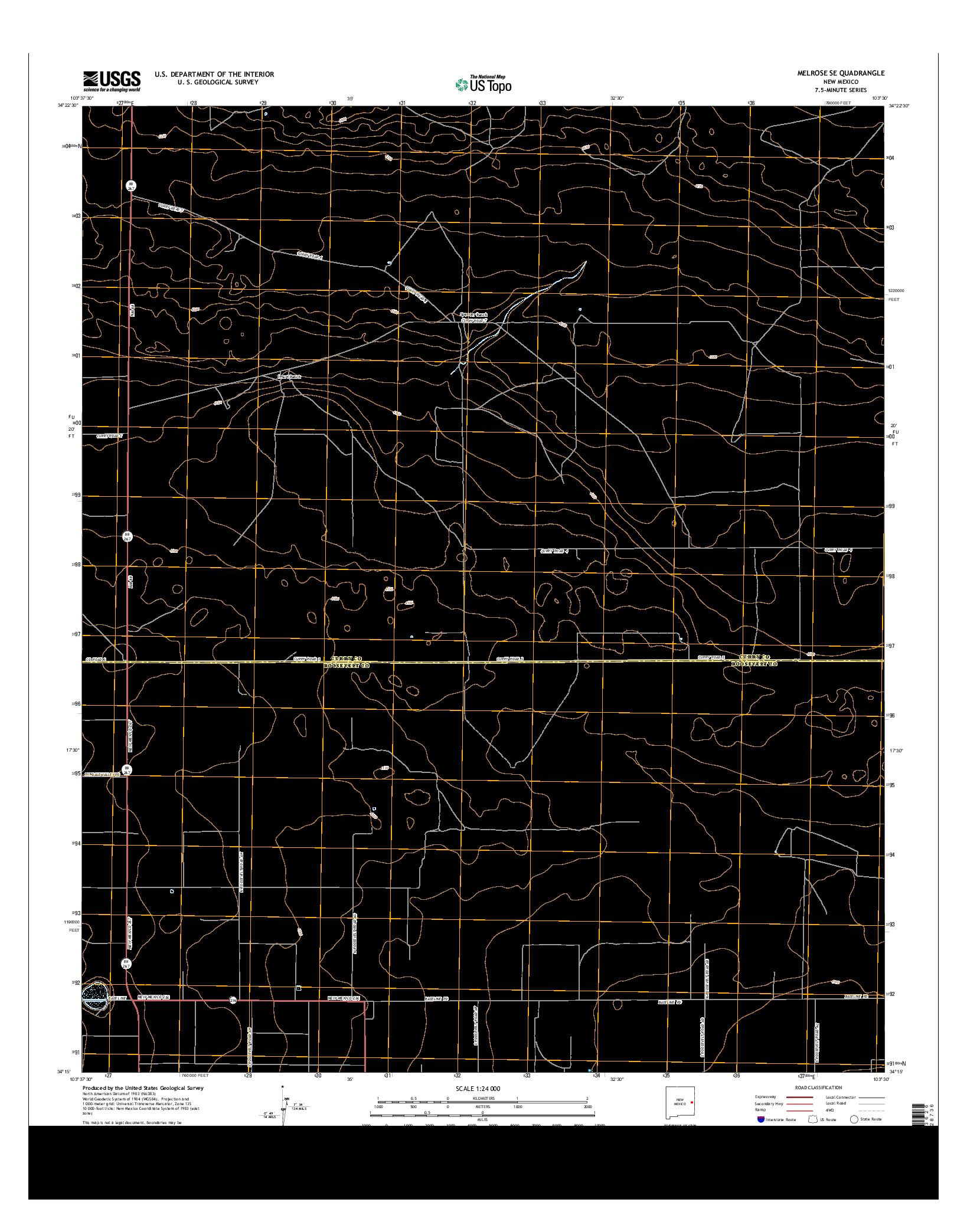 USGS US TOPO 7.5-MINUTE MAP FOR MELROSE SE, NM 2013