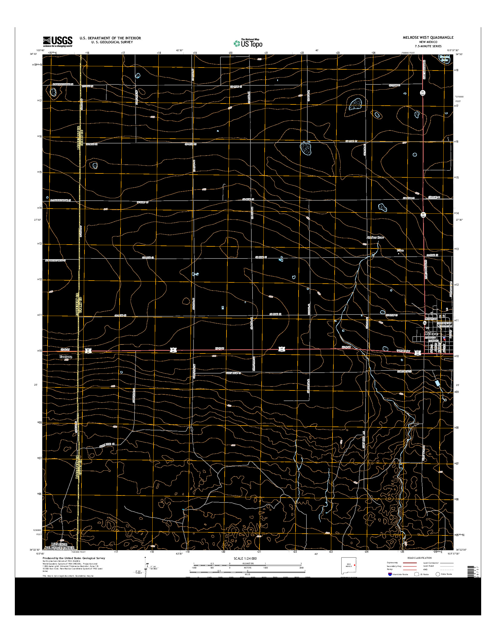 USGS US TOPO 7.5-MINUTE MAP FOR MELROSE WEST, NM 2013