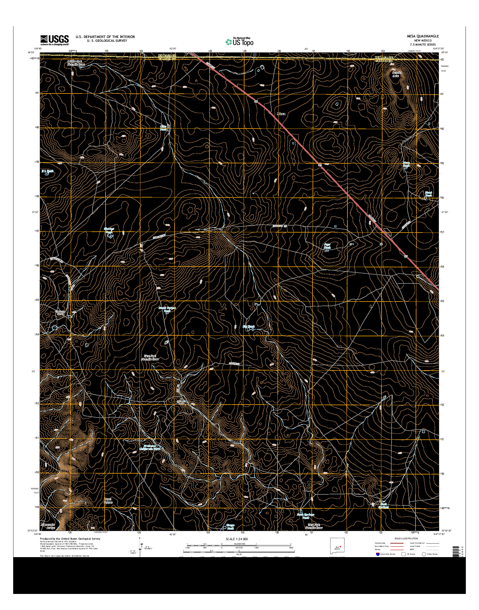 USGS US TOPO 7.5-MINUTE MAP FOR MESA, NM 2013