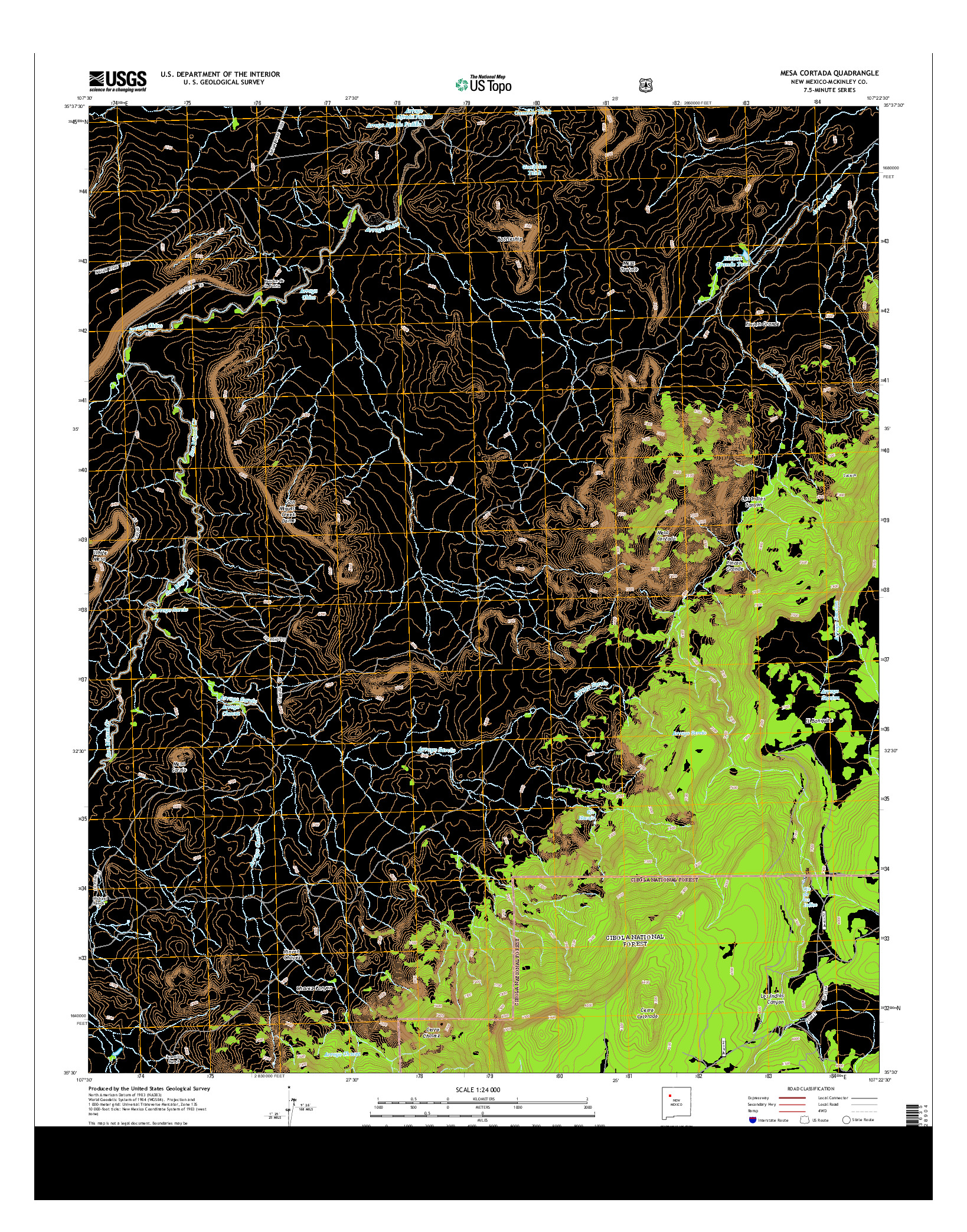 USGS US TOPO 7.5-MINUTE MAP FOR MESA CORTADA, NM 2013