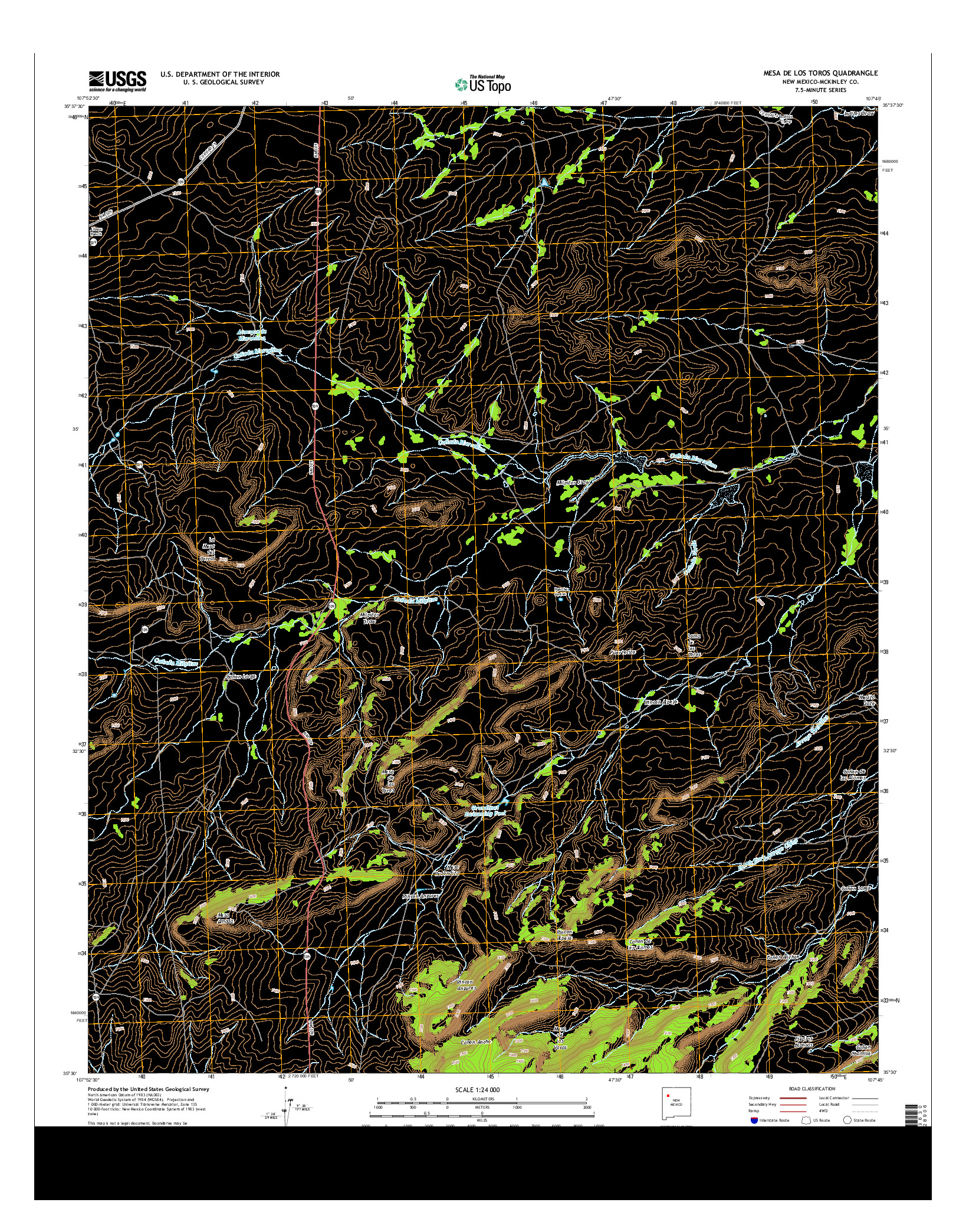 USGS US TOPO 7.5-MINUTE MAP FOR MESA DE LOS TOROS, NM 2013
