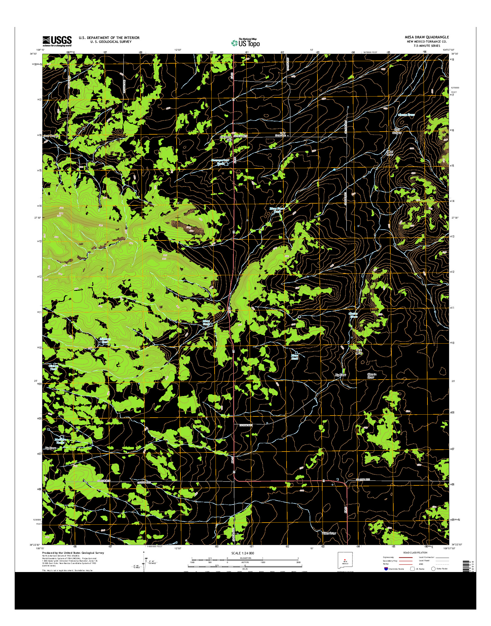 USGS US TOPO 7.5-MINUTE MAP FOR MESA DRAW, NM 2013