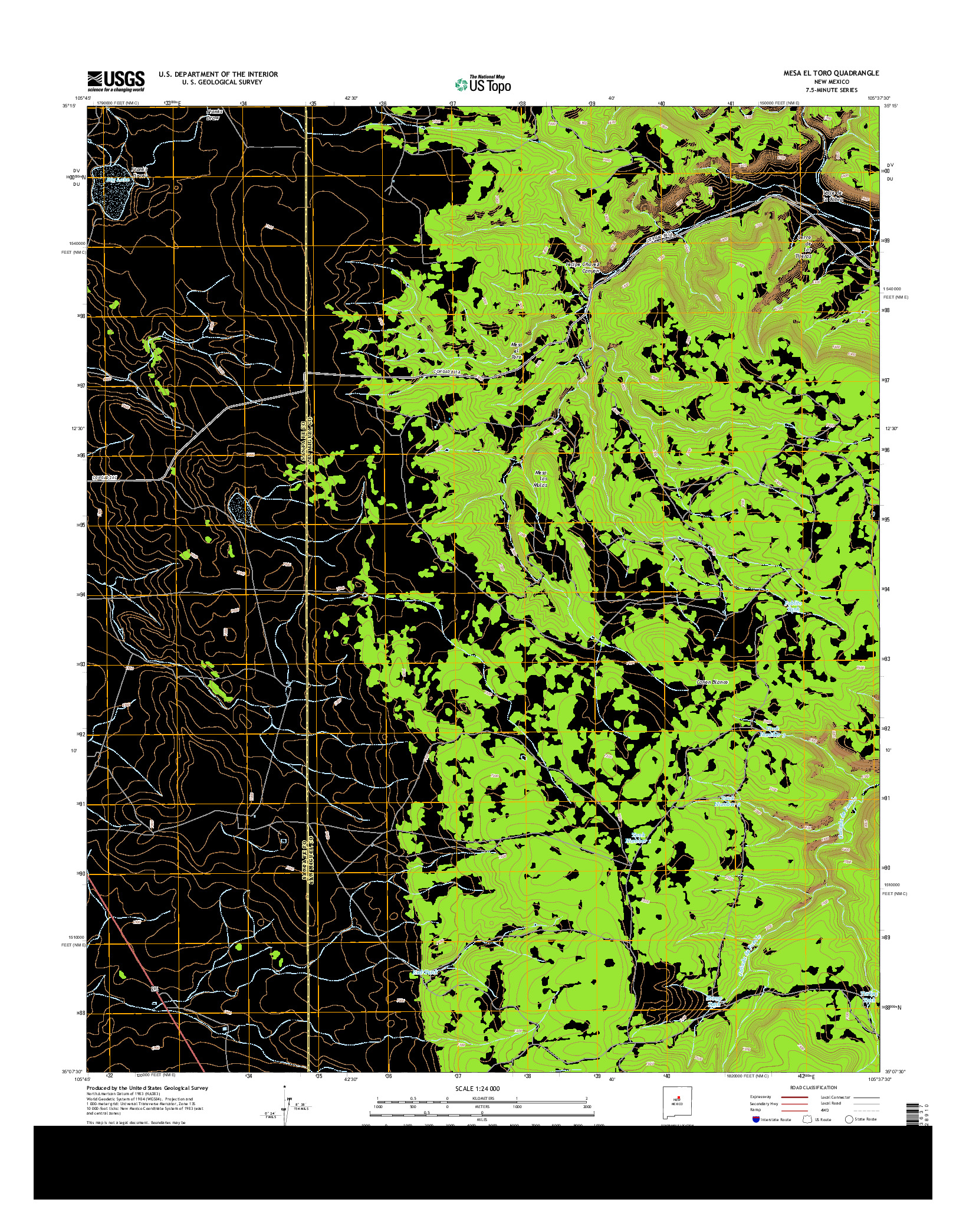 USGS US TOPO 7.5-MINUTE MAP FOR MESA EL TORO, NM 2013