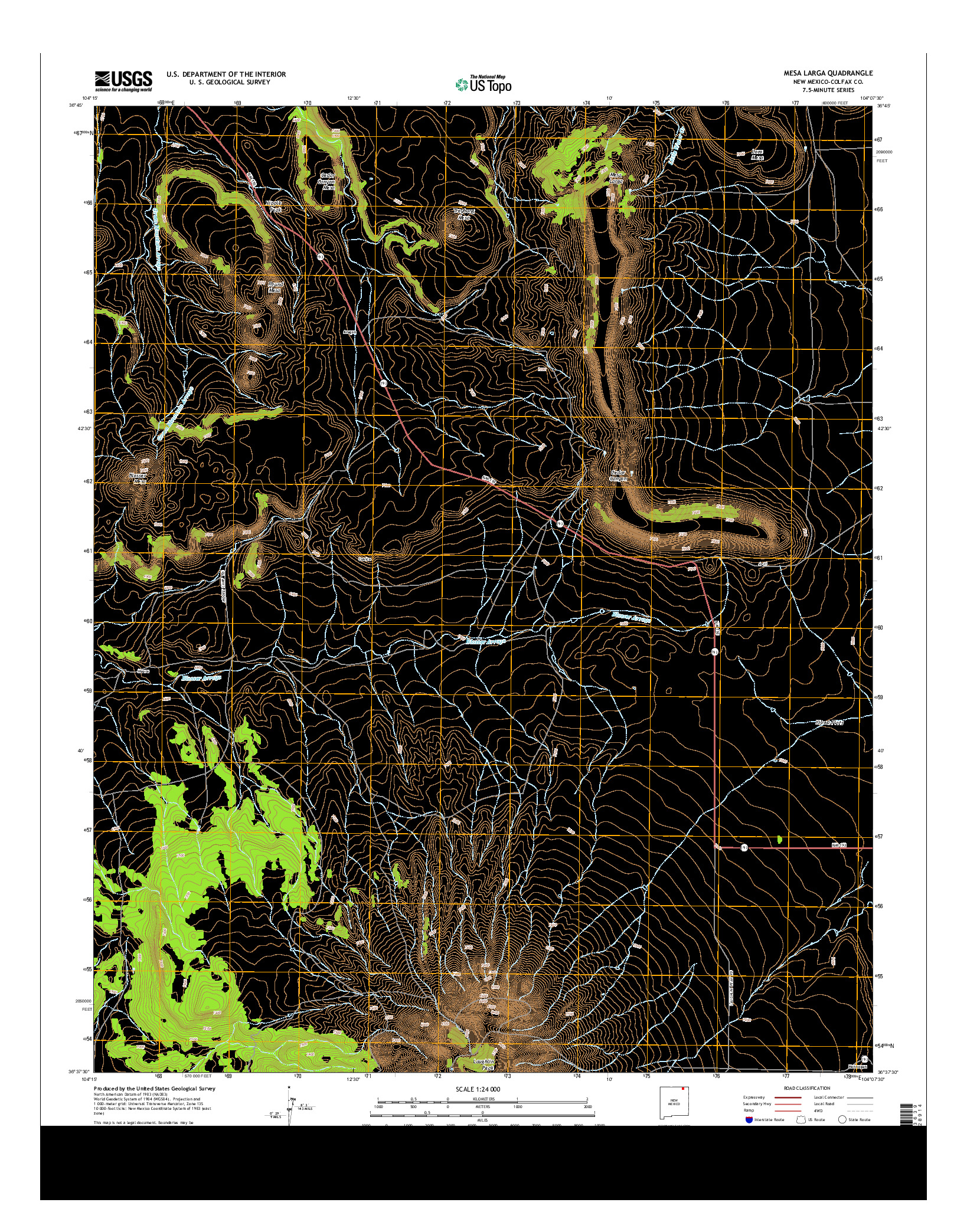 USGS US TOPO 7.5-MINUTE MAP FOR MESA LARGA, NM 2013