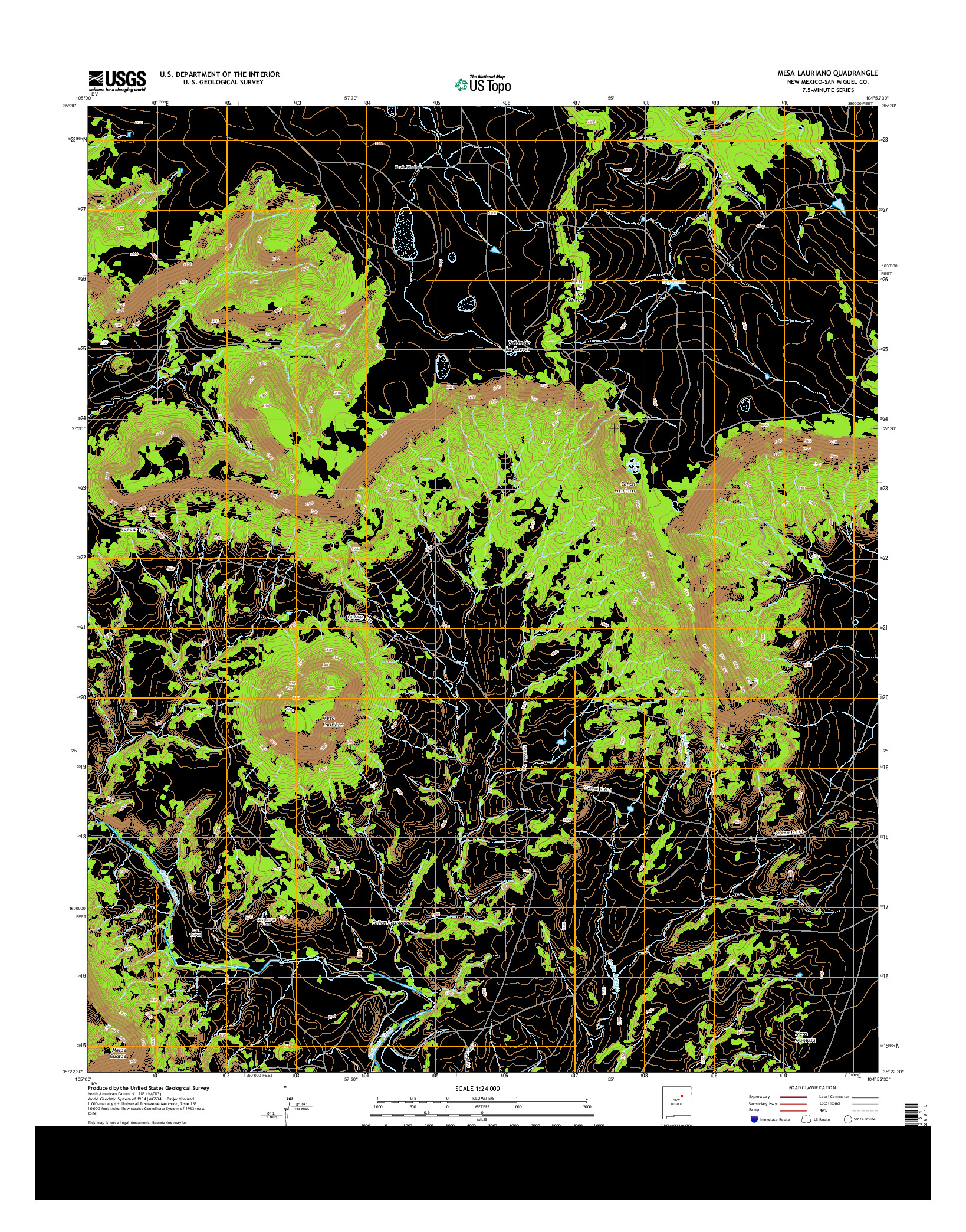 USGS US TOPO 7.5-MINUTE MAP FOR MESA LAURIANO, NM 2013
