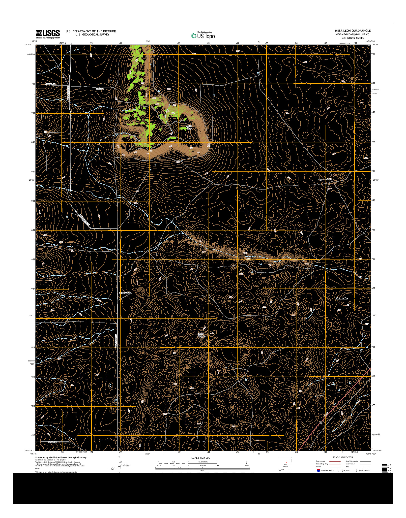 USGS US TOPO 7.5-MINUTE MAP FOR MESA LEON, NM 2013