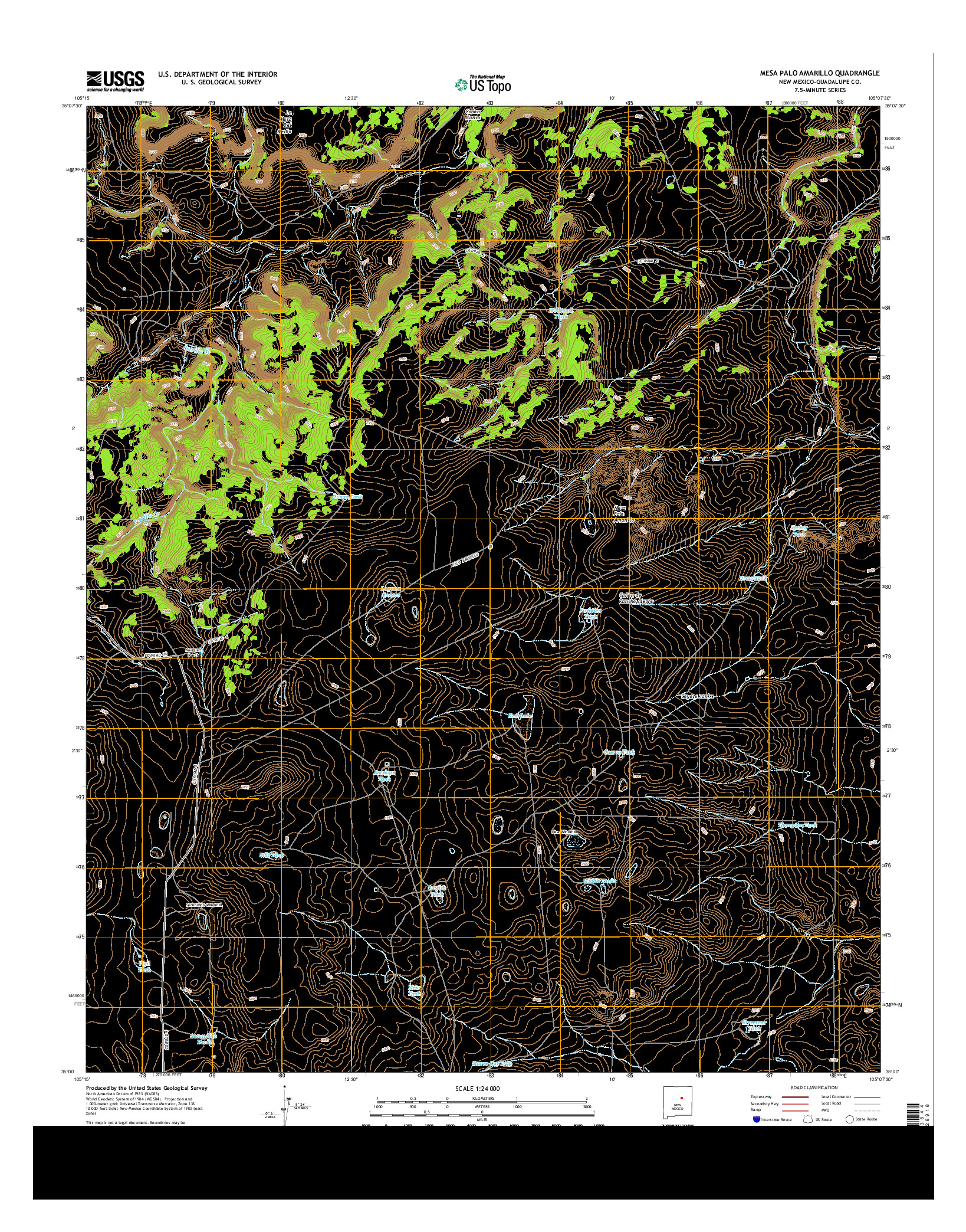 USGS US TOPO 7.5-MINUTE MAP FOR MESA PALO AMARILLO, NM 2013