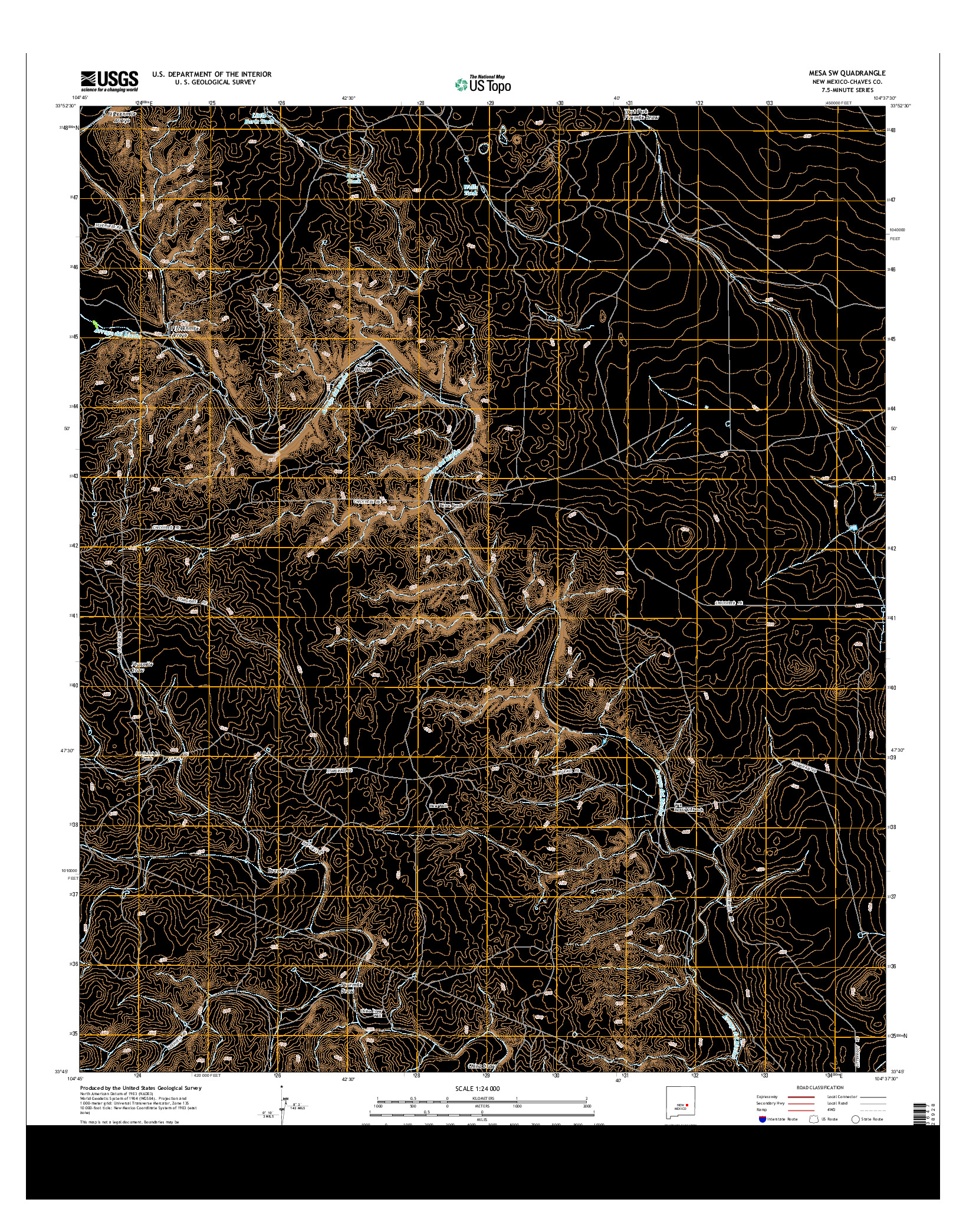 USGS US TOPO 7.5-MINUTE MAP FOR MESA SW, NM 2013