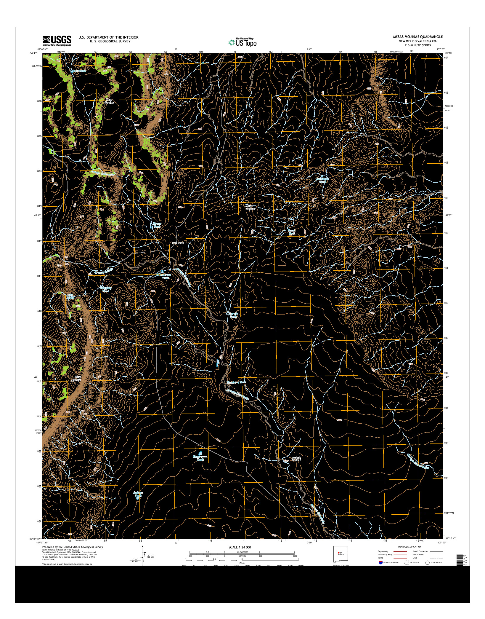 USGS US TOPO 7.5-MINUTE MAP FOR MESAS MOJINAS, NM 2013