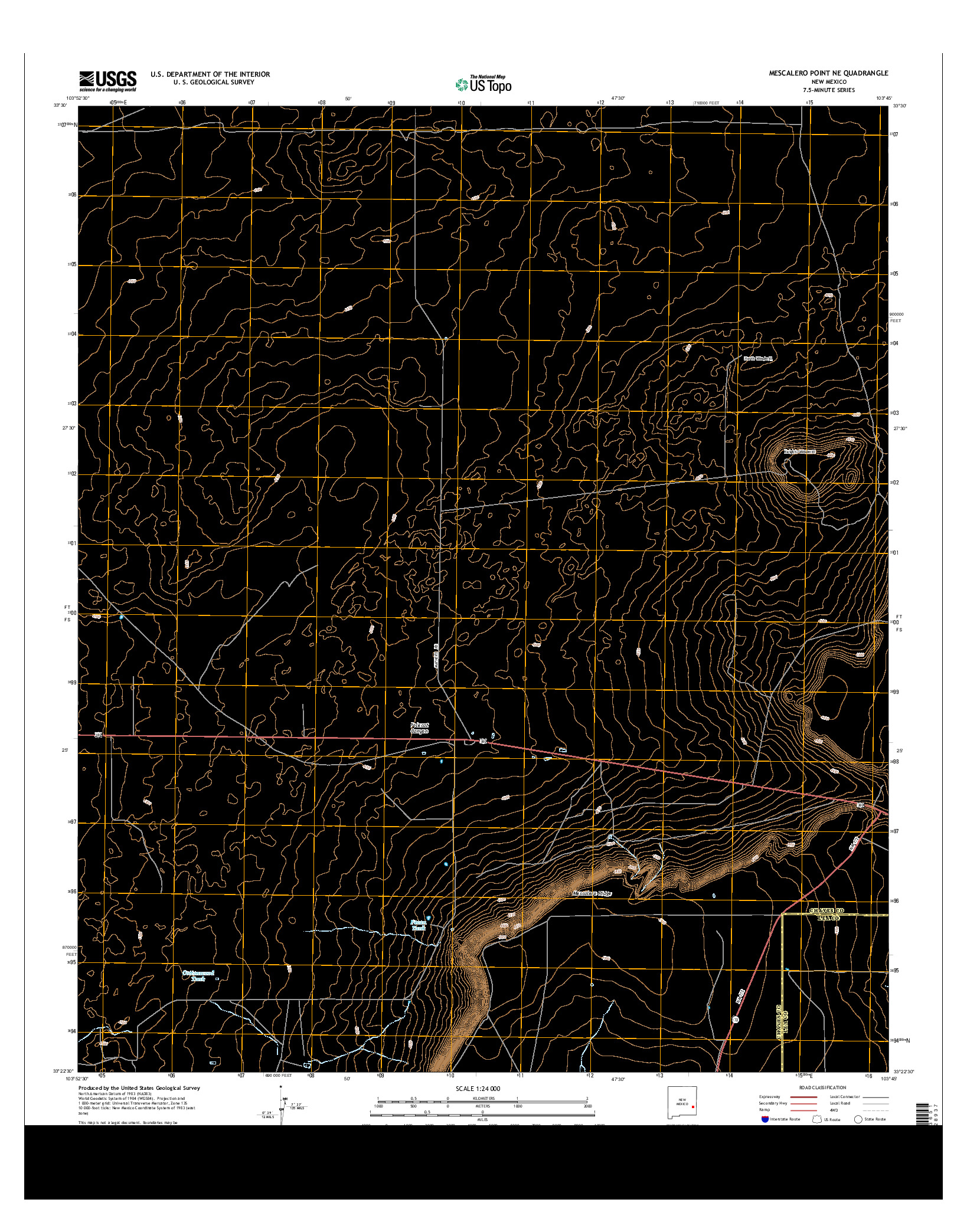 USGS US TOPO 7.5-MINUTE MAP FOR MESCALERO POINT NE, NM 2013