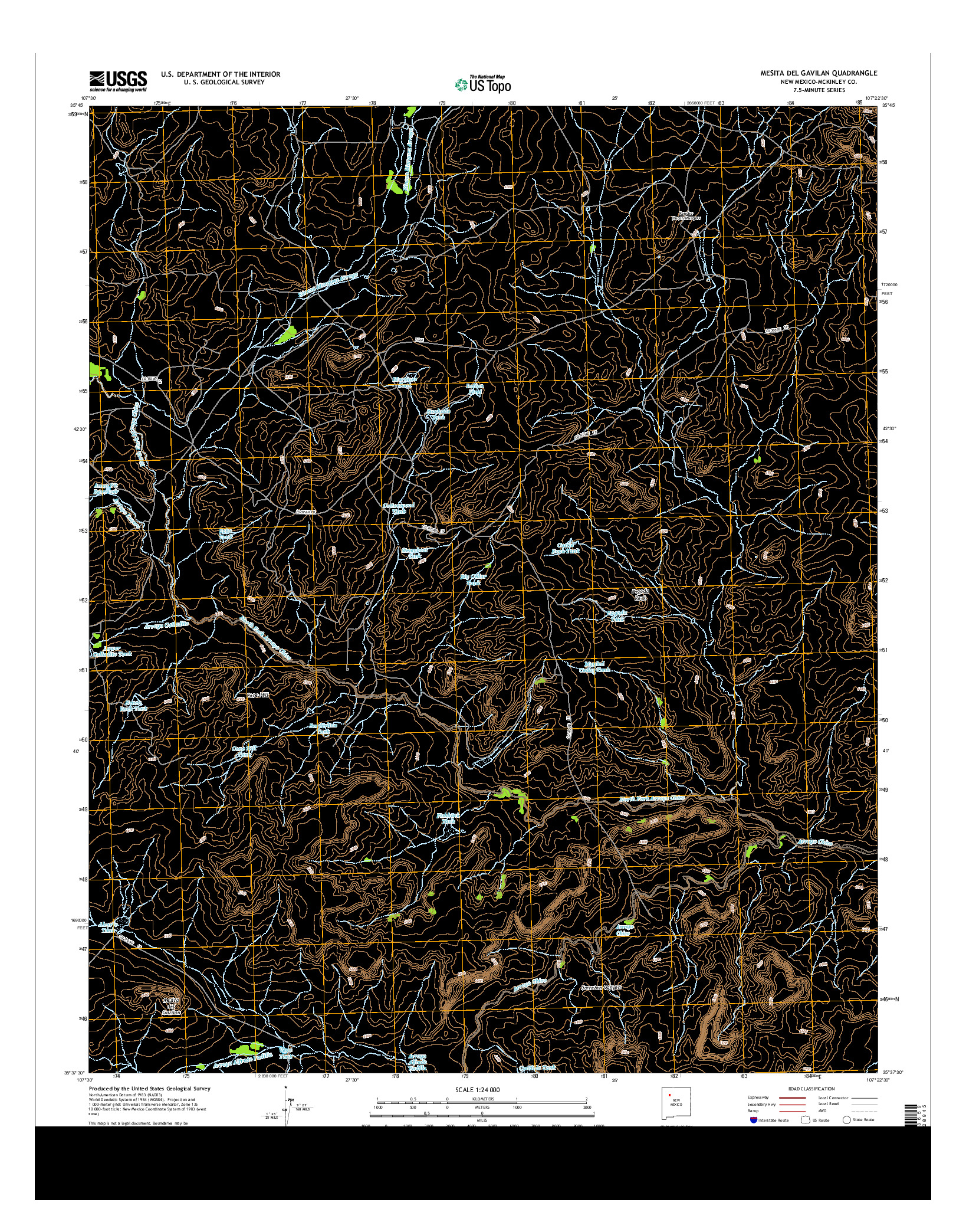 USGS US TOPO 7.5-MINUTE MAP FOR MESITA DEL GAVILAN, NM 2013