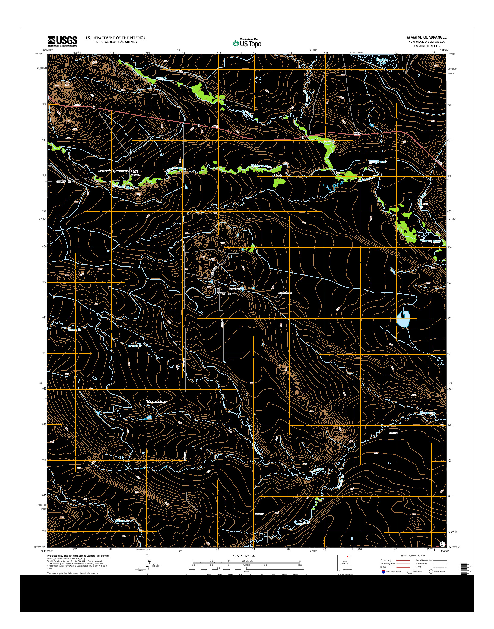 USGS US TOPO 7.5-MINUTE MAP FOR MIAMI NE, NM 2013