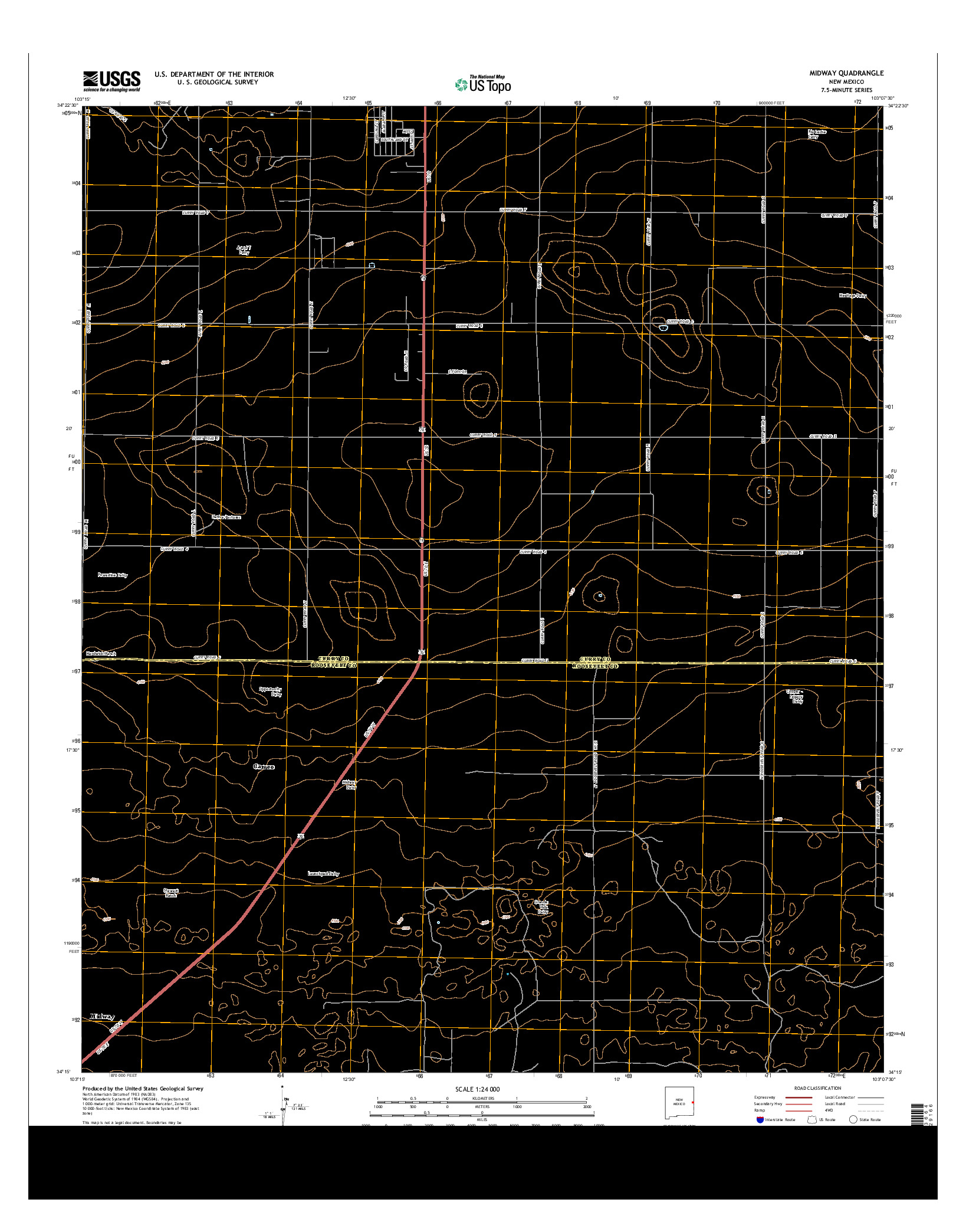 USGS US TOPO 7.5-MINUTE MAP FOR MIDWAY, NM 2013