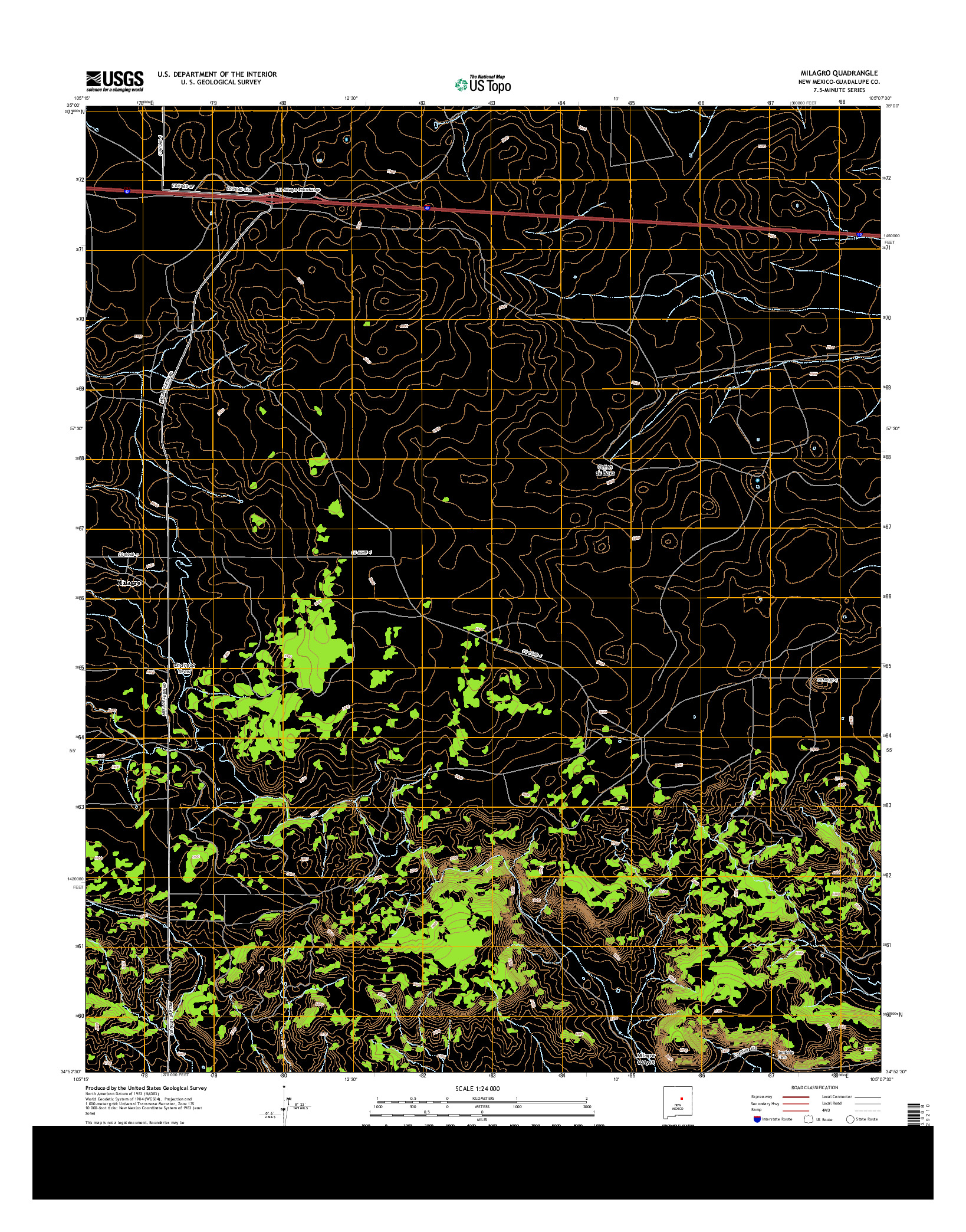 USGS US TOPO 7.5-MINUTE MAP FOR MILAGRO, NM 2013