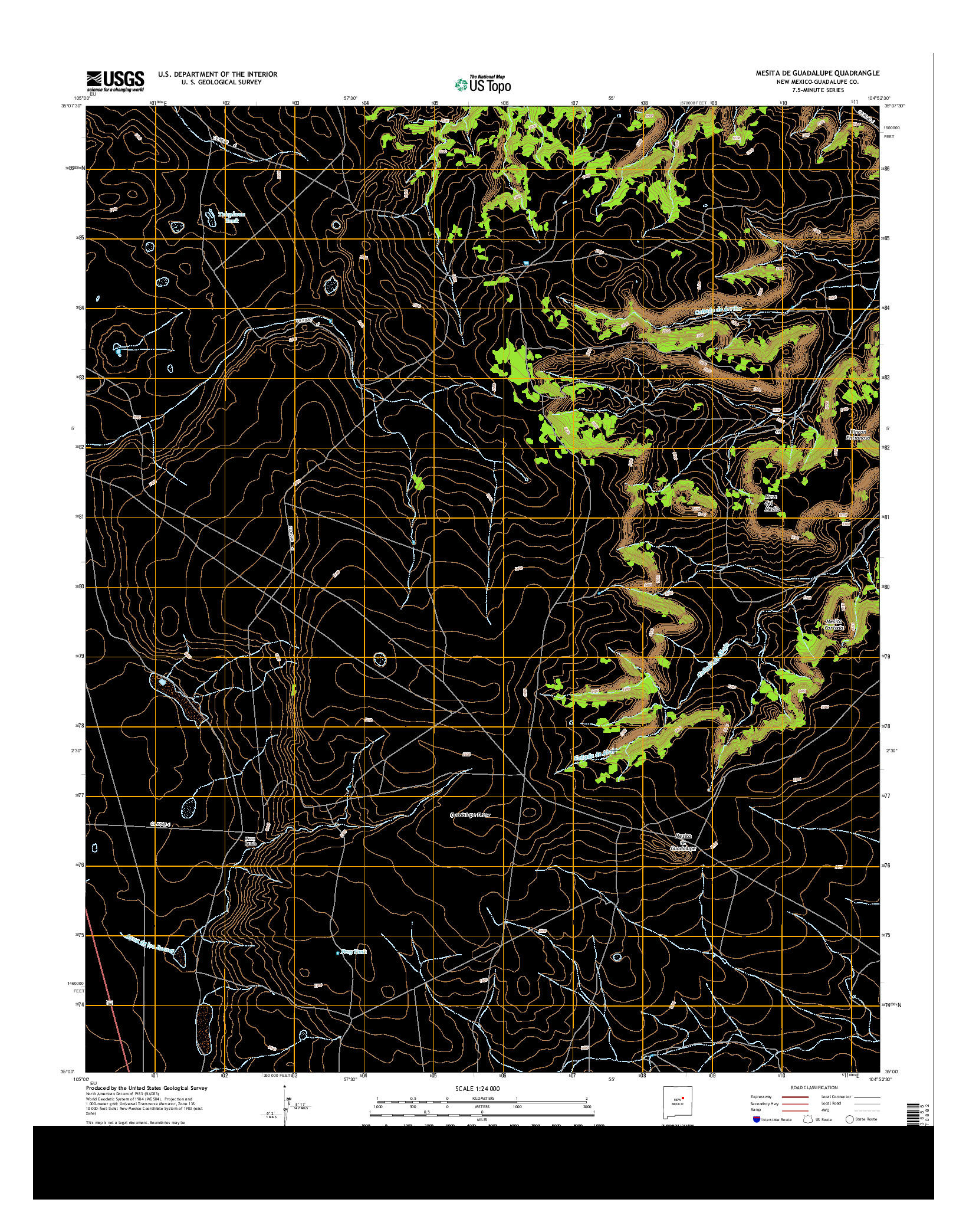 USGS US TOPO 7.5-MINUTE MAP FOR MESITA DE GUADALUPE, NM 2013