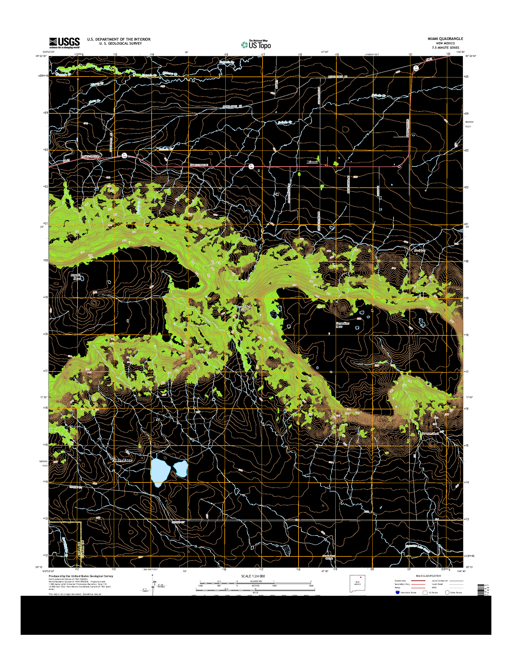 USGS US TOPO 7.5-MINUTE MAP FOR MIAMI, NM 2013
