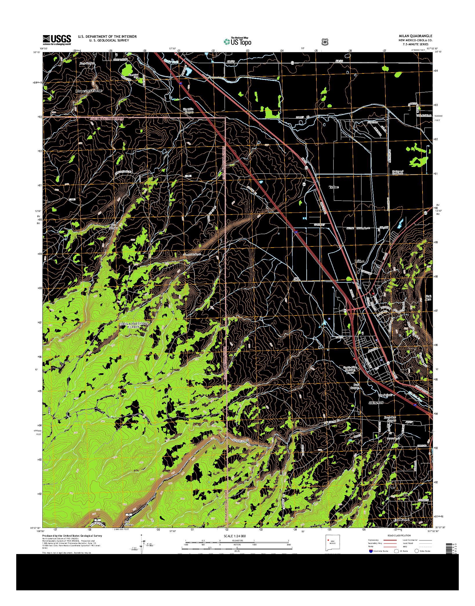 USGS US TOPO 7.5-MINUTE MAP FOR MILAN, NM 2013