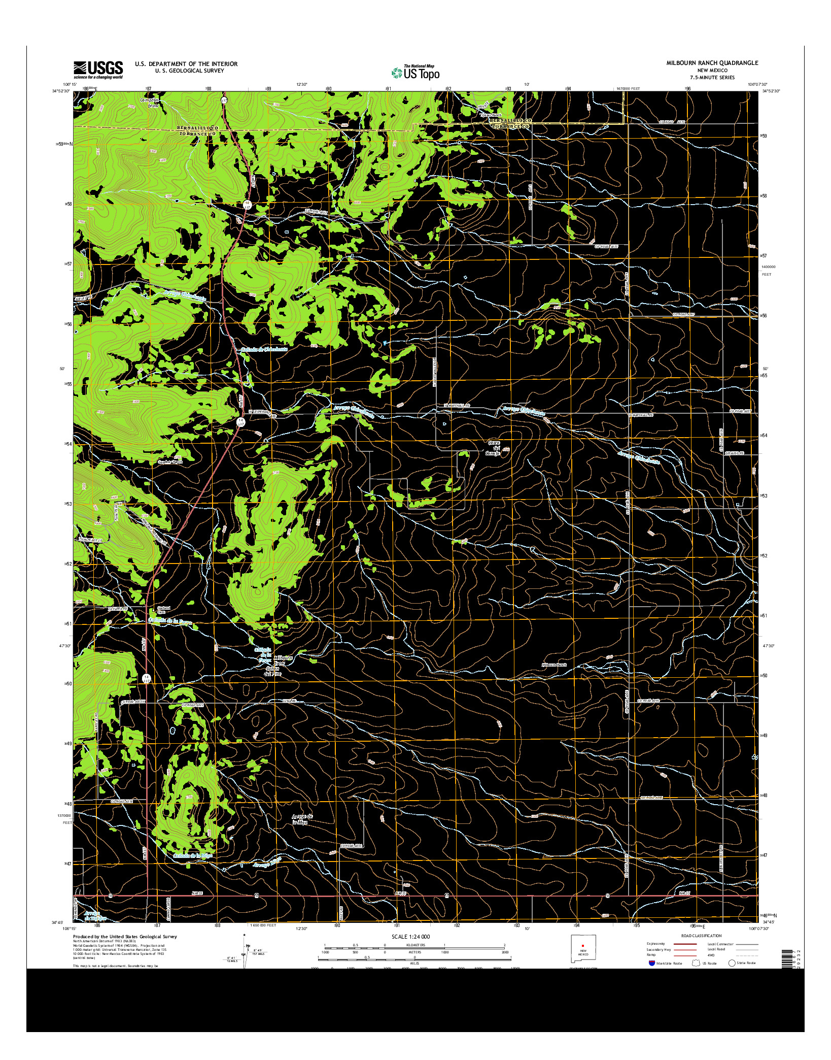 USGS US TOPO 7.5-MINUTE MAP FOR MILBOURN RANCH, NM 2013