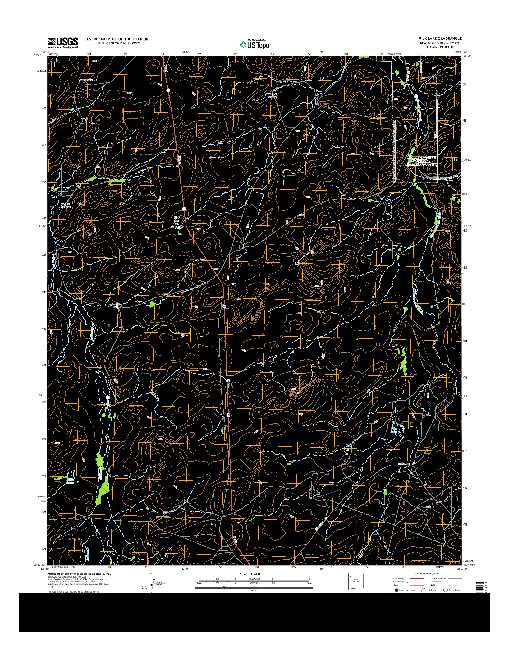 USGS US TOPO 7.5-MINUTE MAP FOR MILK LAKE, NM 2013