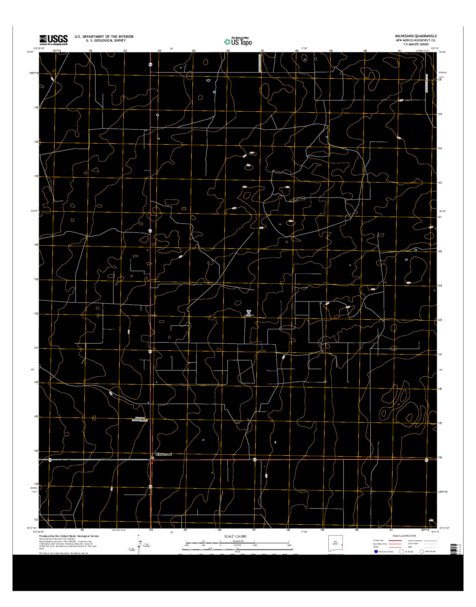 USGS US TOPO 7.5-MINUTE MAP FOR MILNESAND, NM 2013