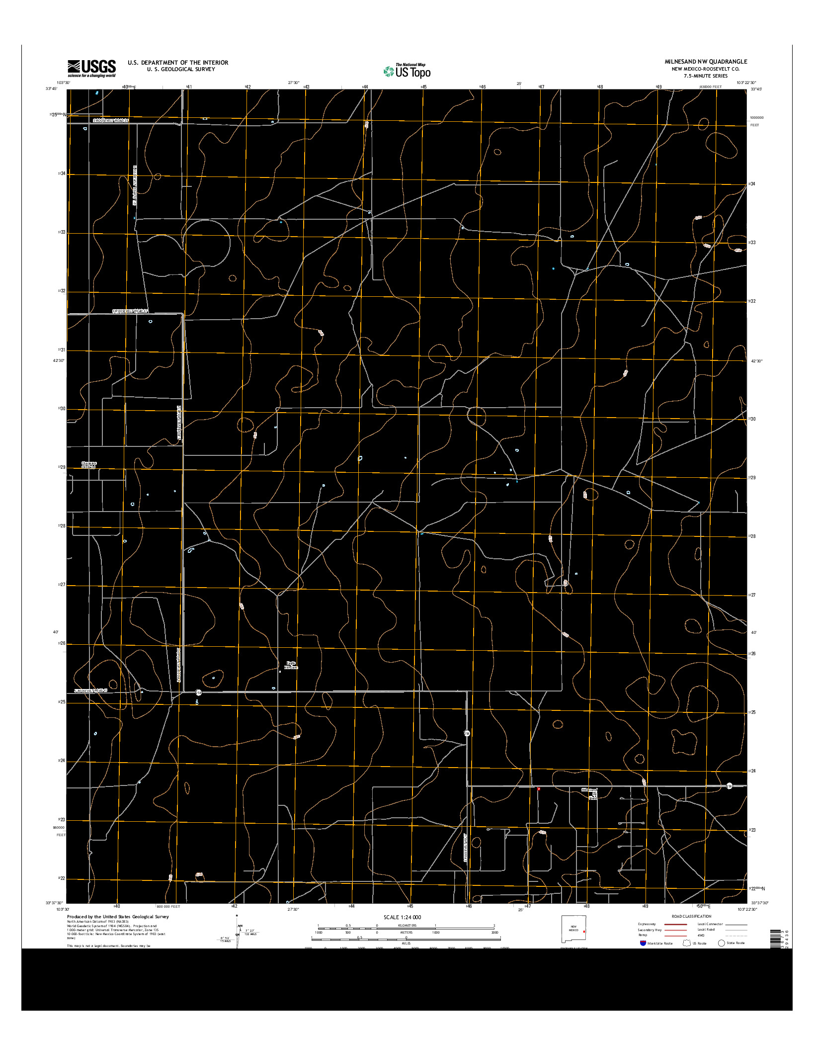 USGS US TOPO 7.5-MINUTE MAP FOR MILNESAND NW, NM 2013