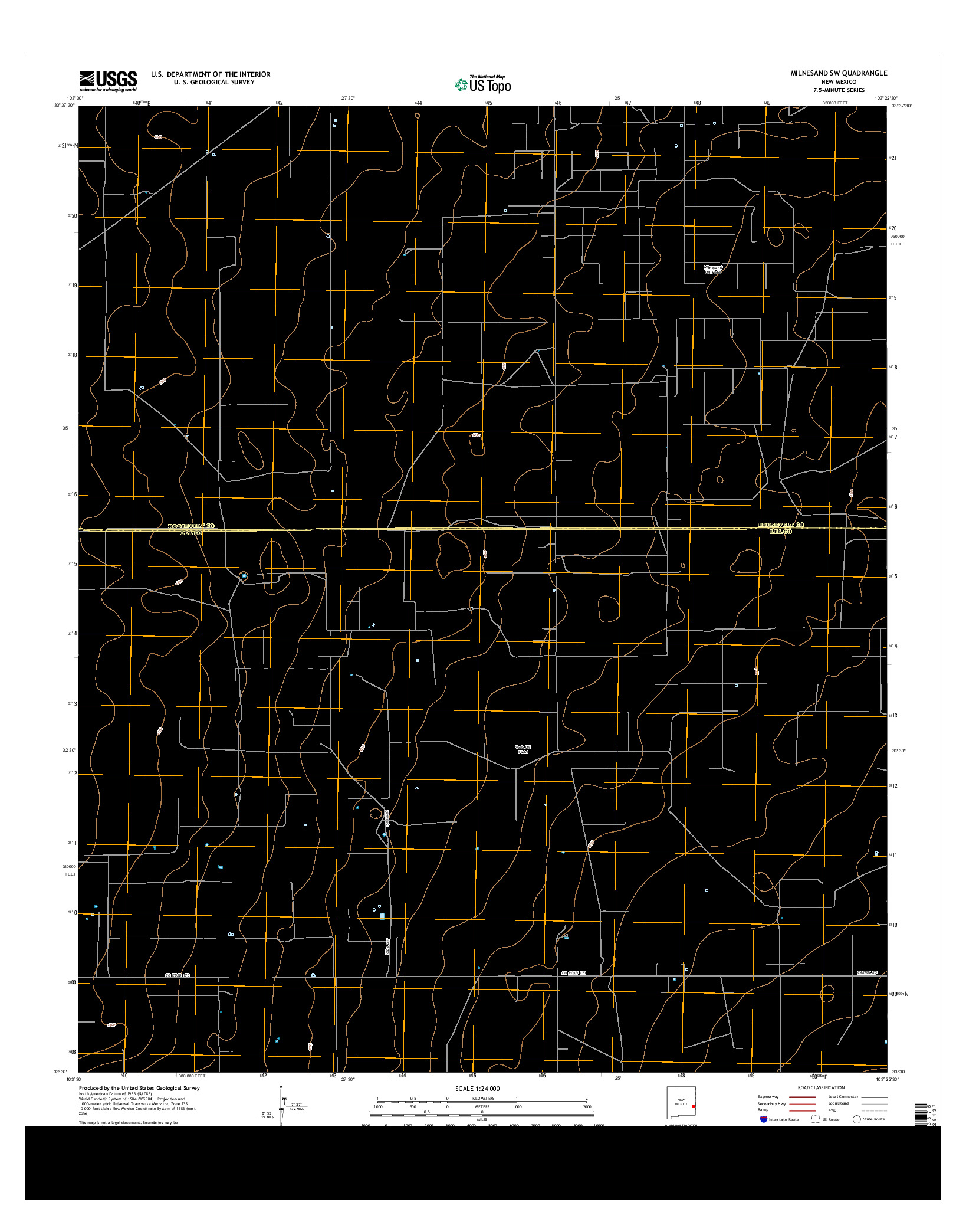 USGS US TOPO 7.5-MINUTE MAP FOR MILNESAND SW, NM 2013