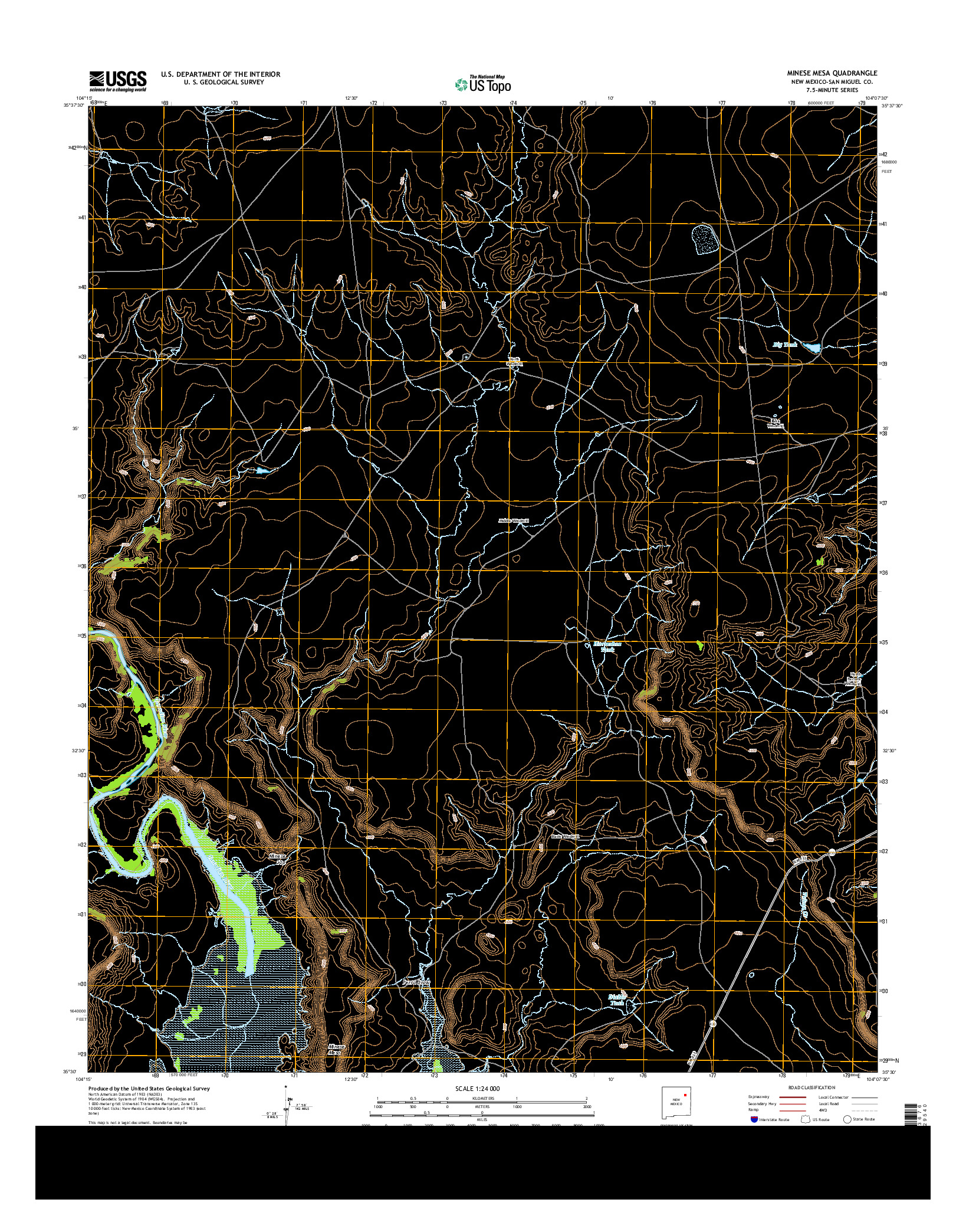 USGS US TOPO 7.5-MINUTE MAP FOR MINESE MESA, NM 2013