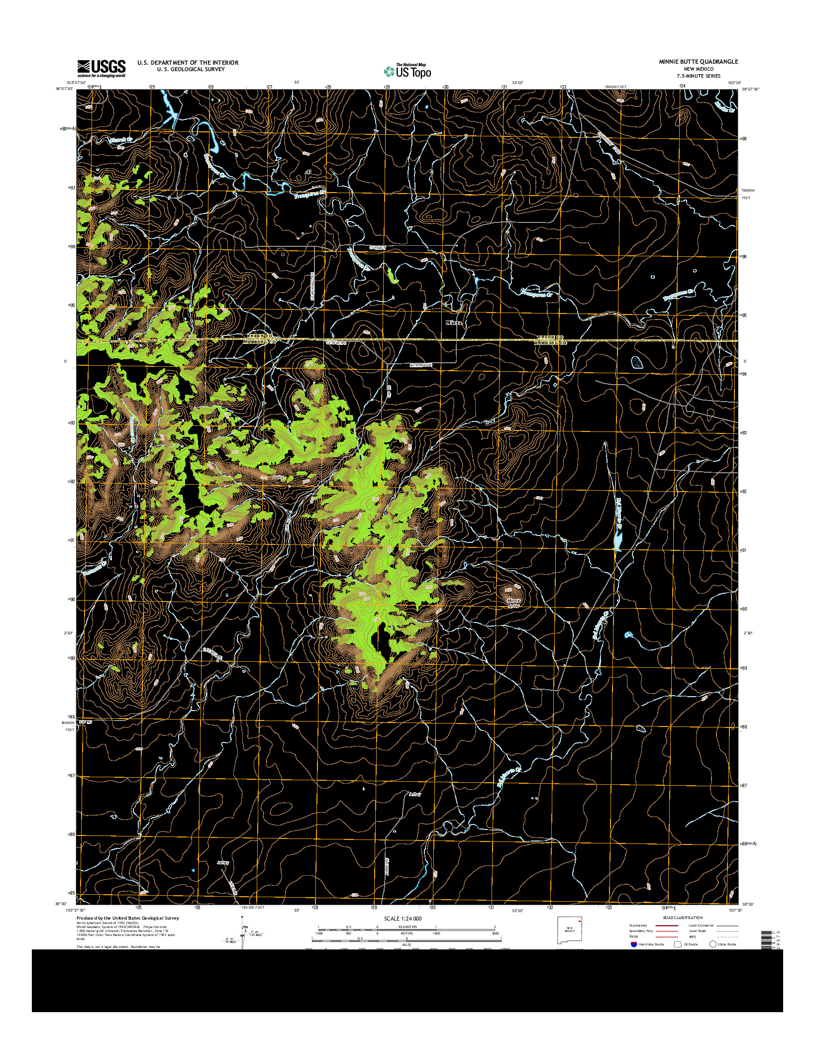 USGS US TOPO 7.5-MINUTE MAP FOR MINNIE BUTTE, NM 2013